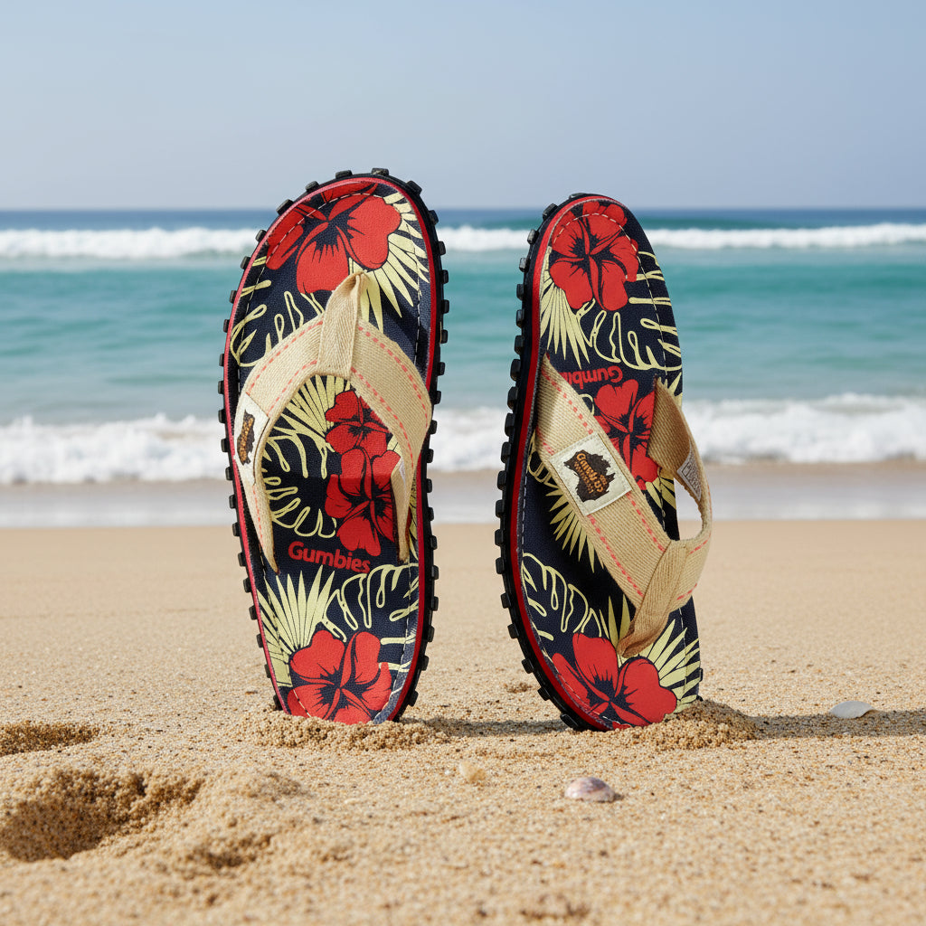 Islander Flip-Flops - Women's - Denim Hibiscus