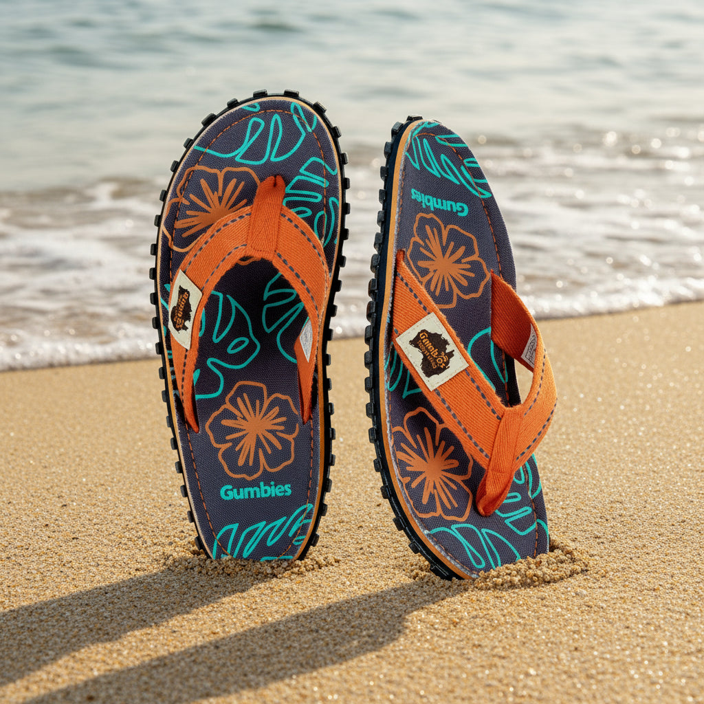 Islander Flip-Flops - Men's - Orange Hibiscus