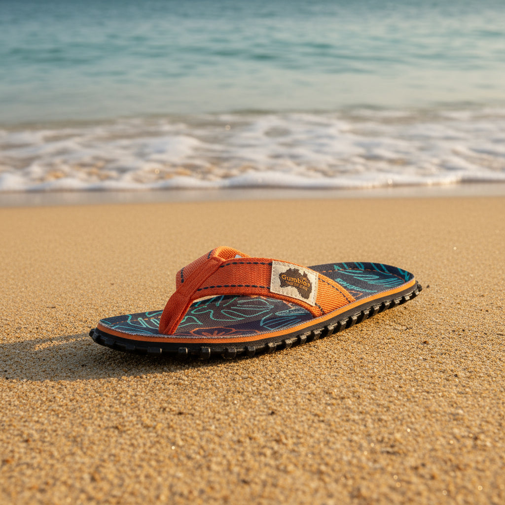 Islander Flip-Flops - Men's - Orange Hibiscus