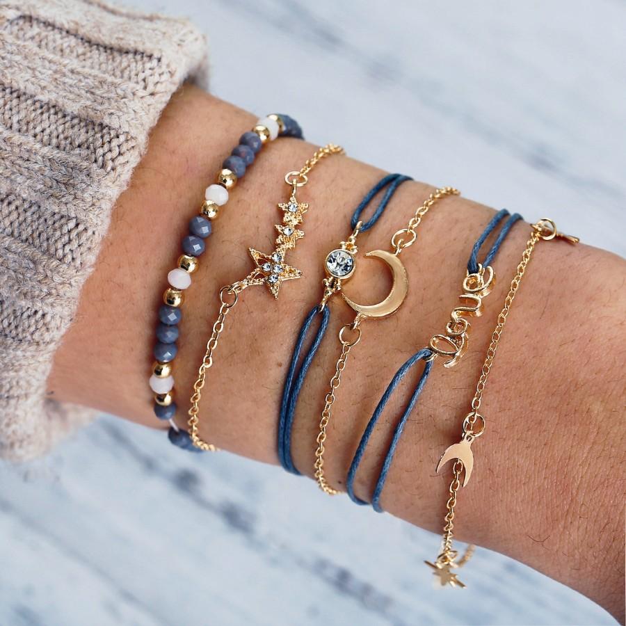 Crystal Celestial Marble Six Piece Bracelet Set