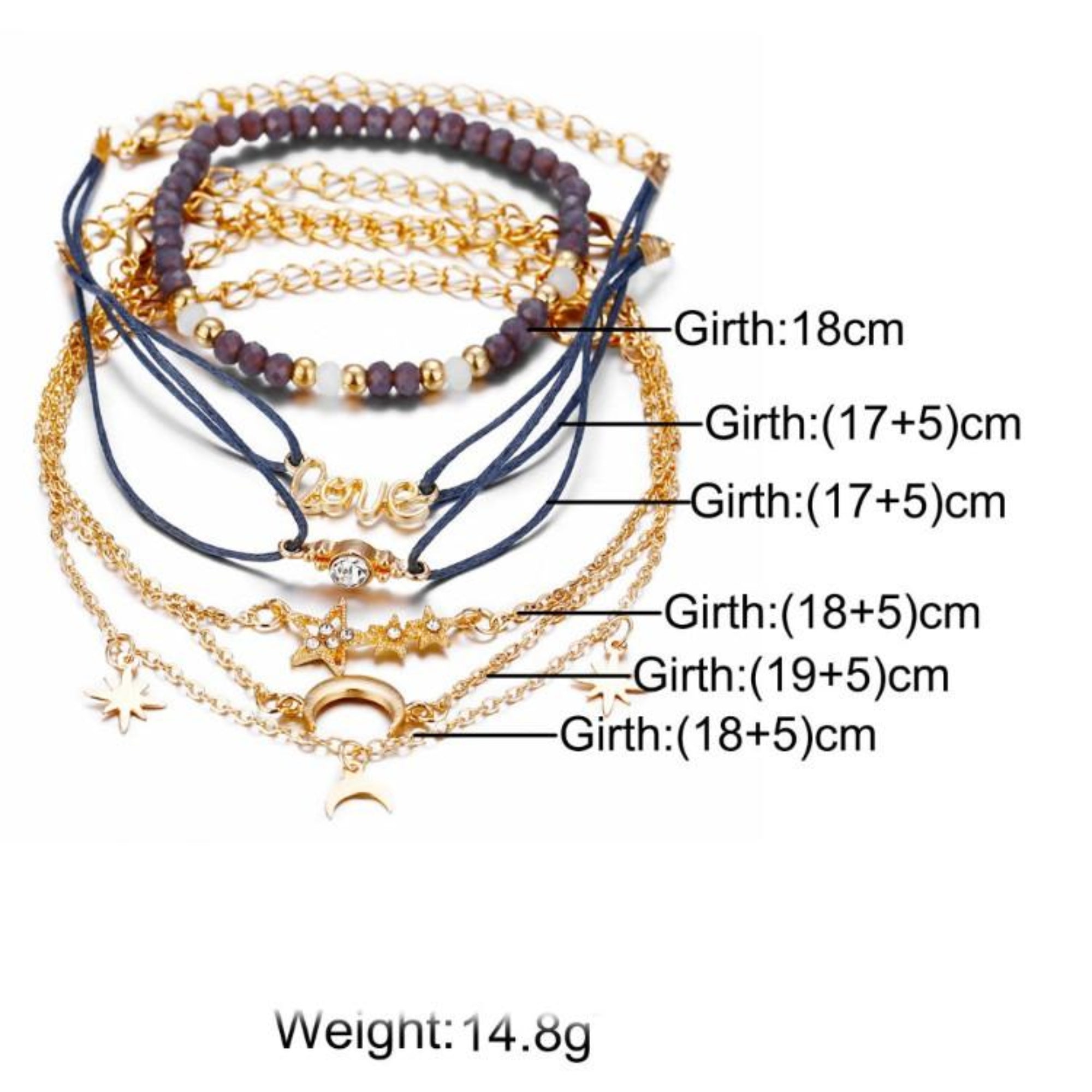Crystal Celestial Marble Six Piece Bracelet Set