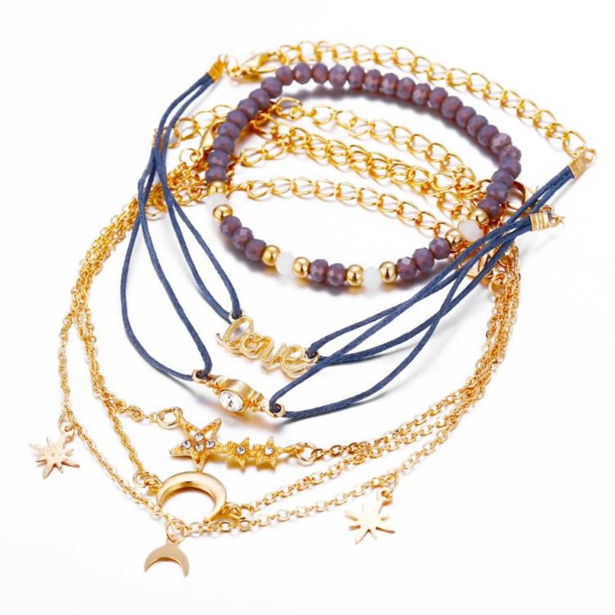 Crystal Celestial Marble Six Piece Bracelet Set