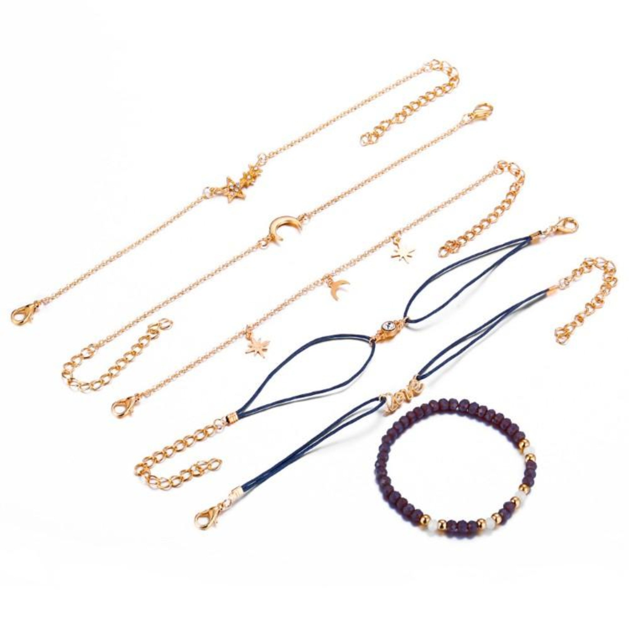 Crystal Celestial Marble Six Piece Bracelet Set