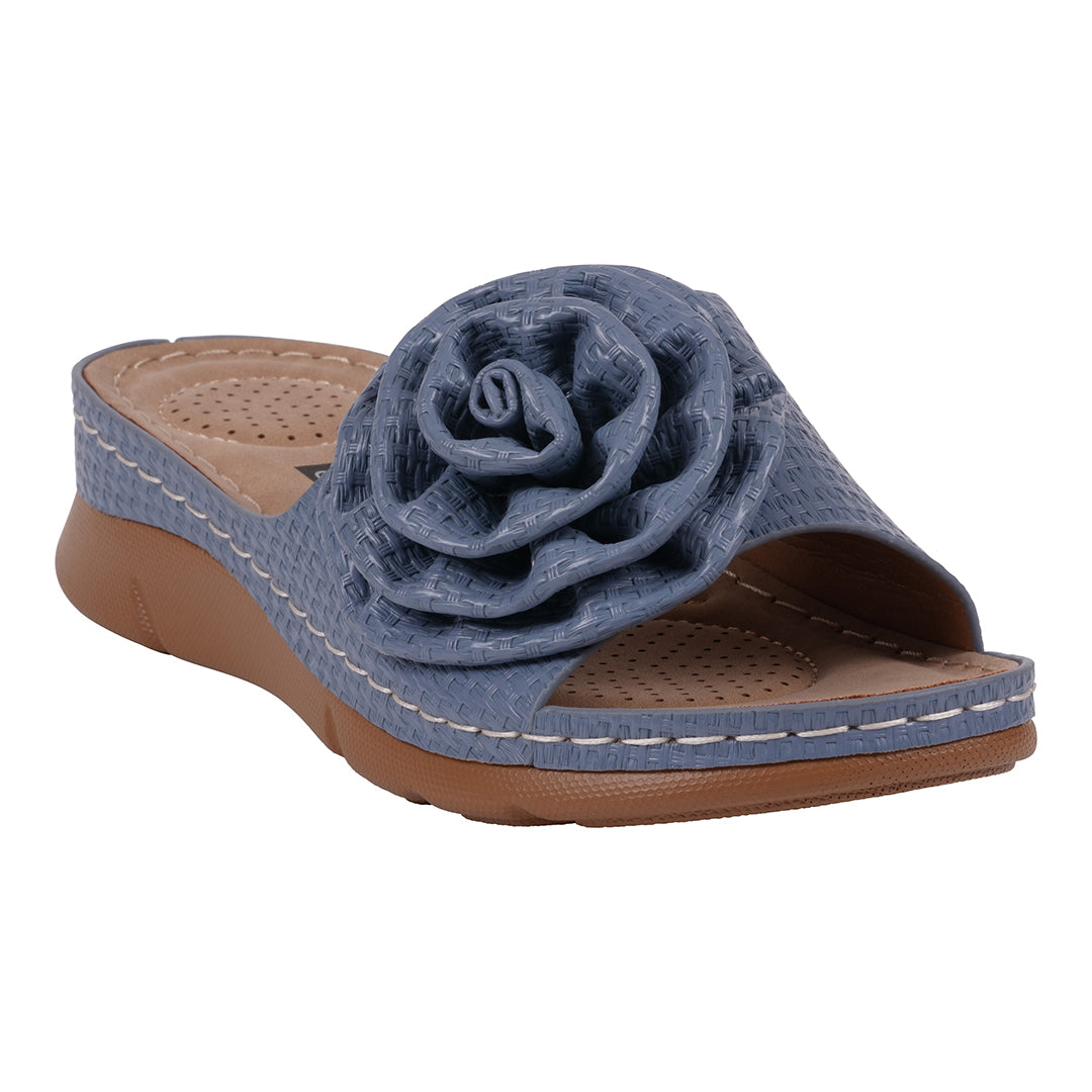 GC Shoes Women's Honey Blue Flat Comfort Sandals