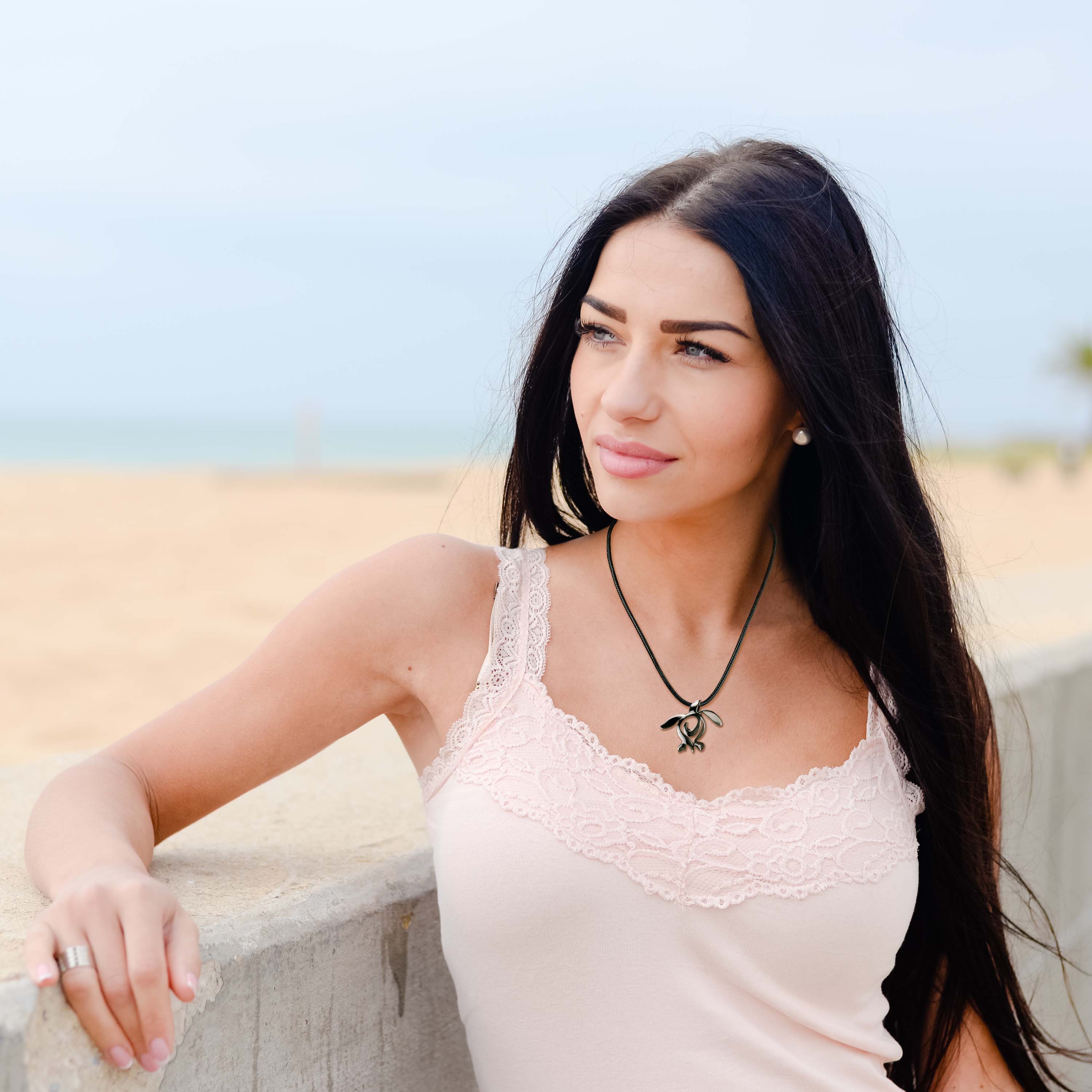 Black Turtle Pendant Necklace