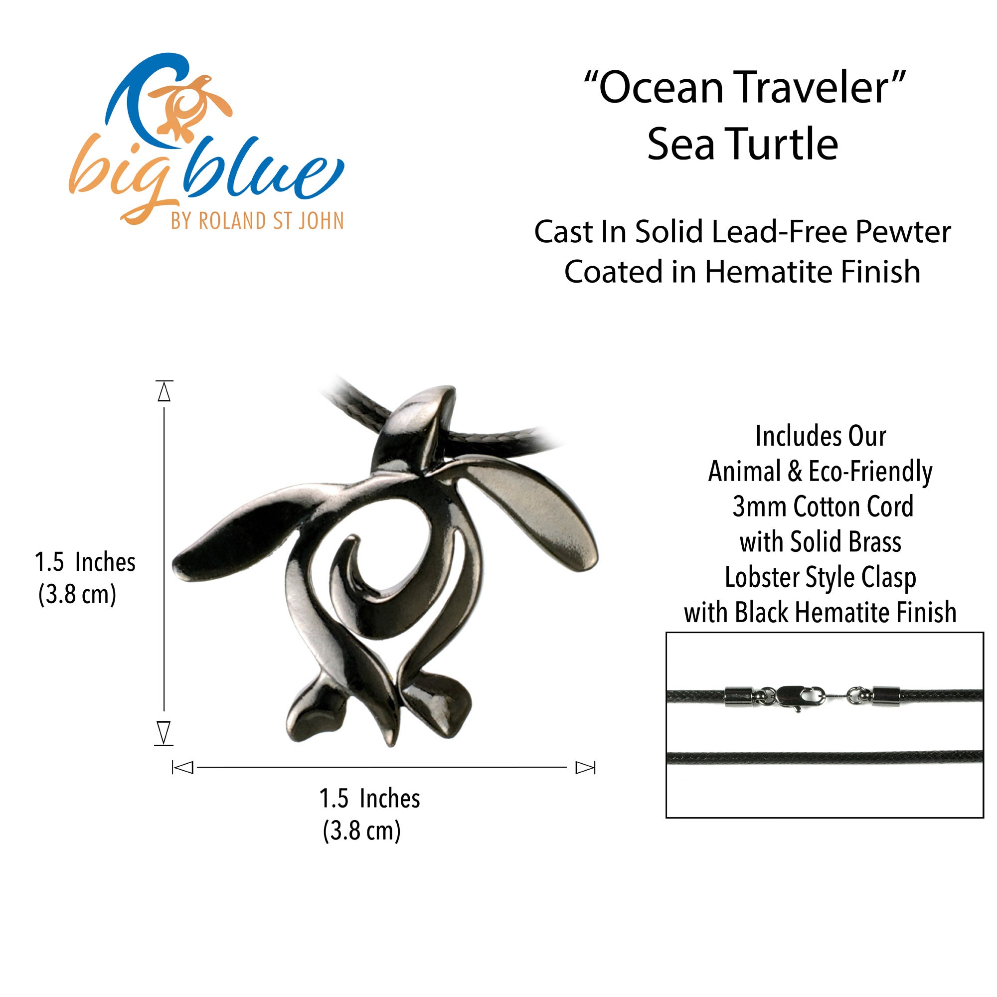 Black Turtle Pendant Necklace