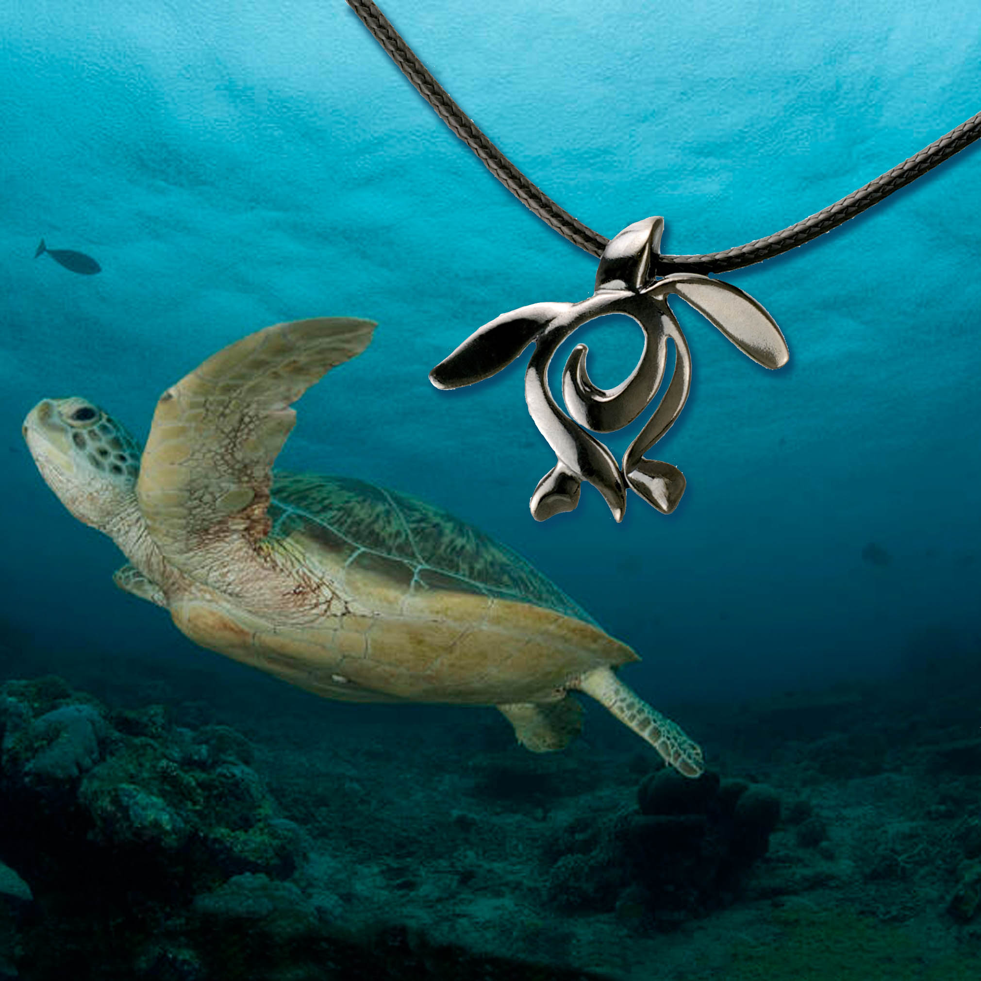 Black Turtle Pendant Necklace