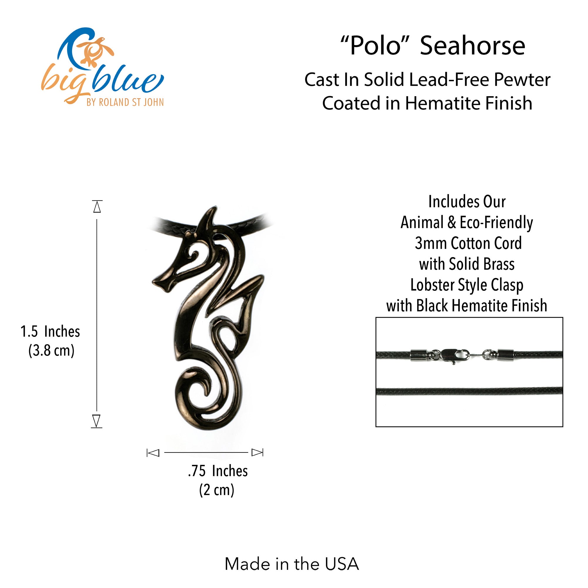 Black Seahorse Necklace