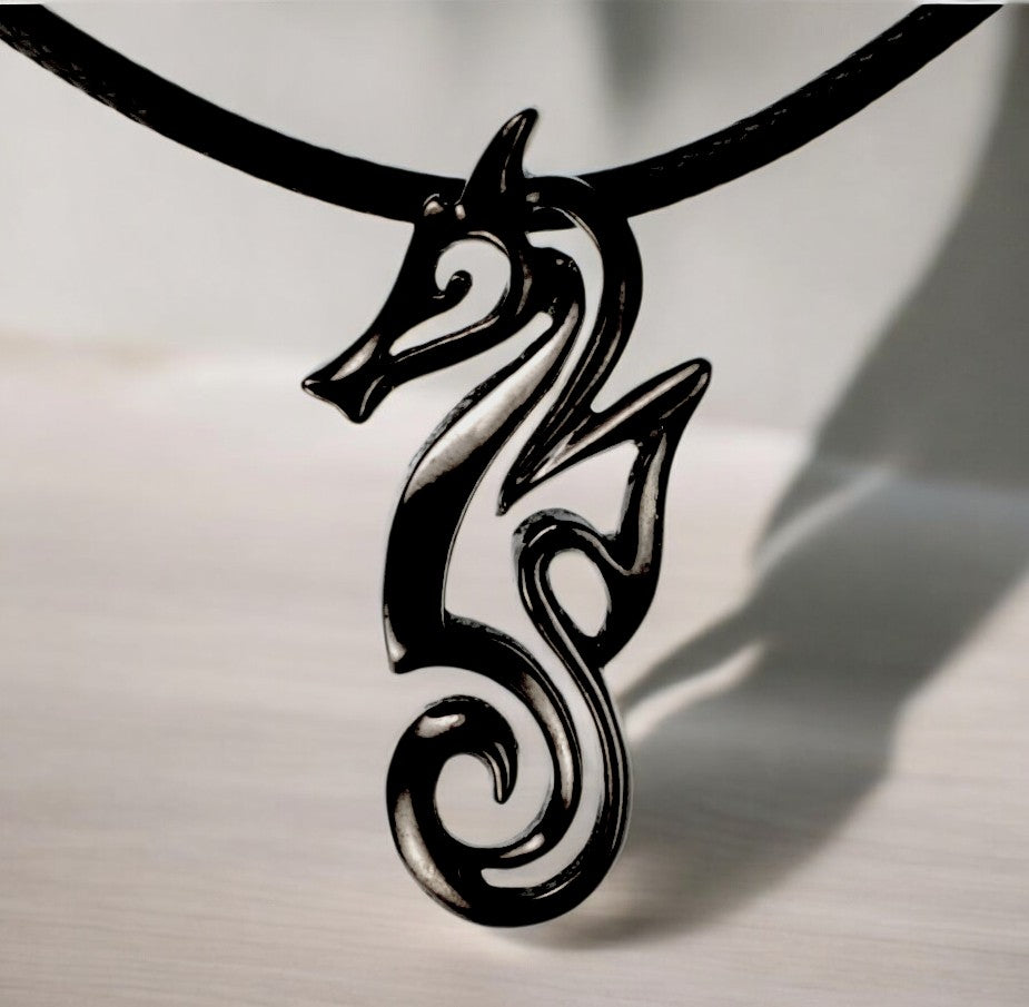 Black Seahorse Necklace