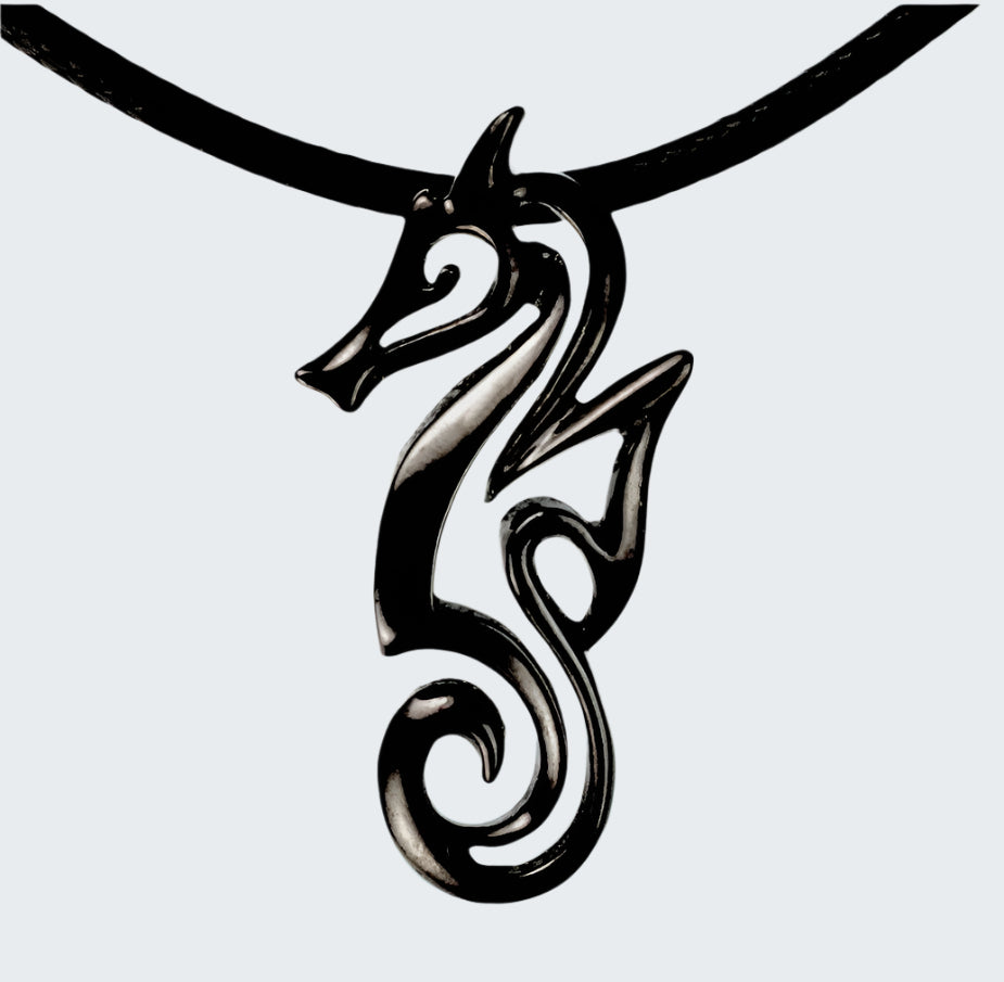 Black Seahorse Necklace