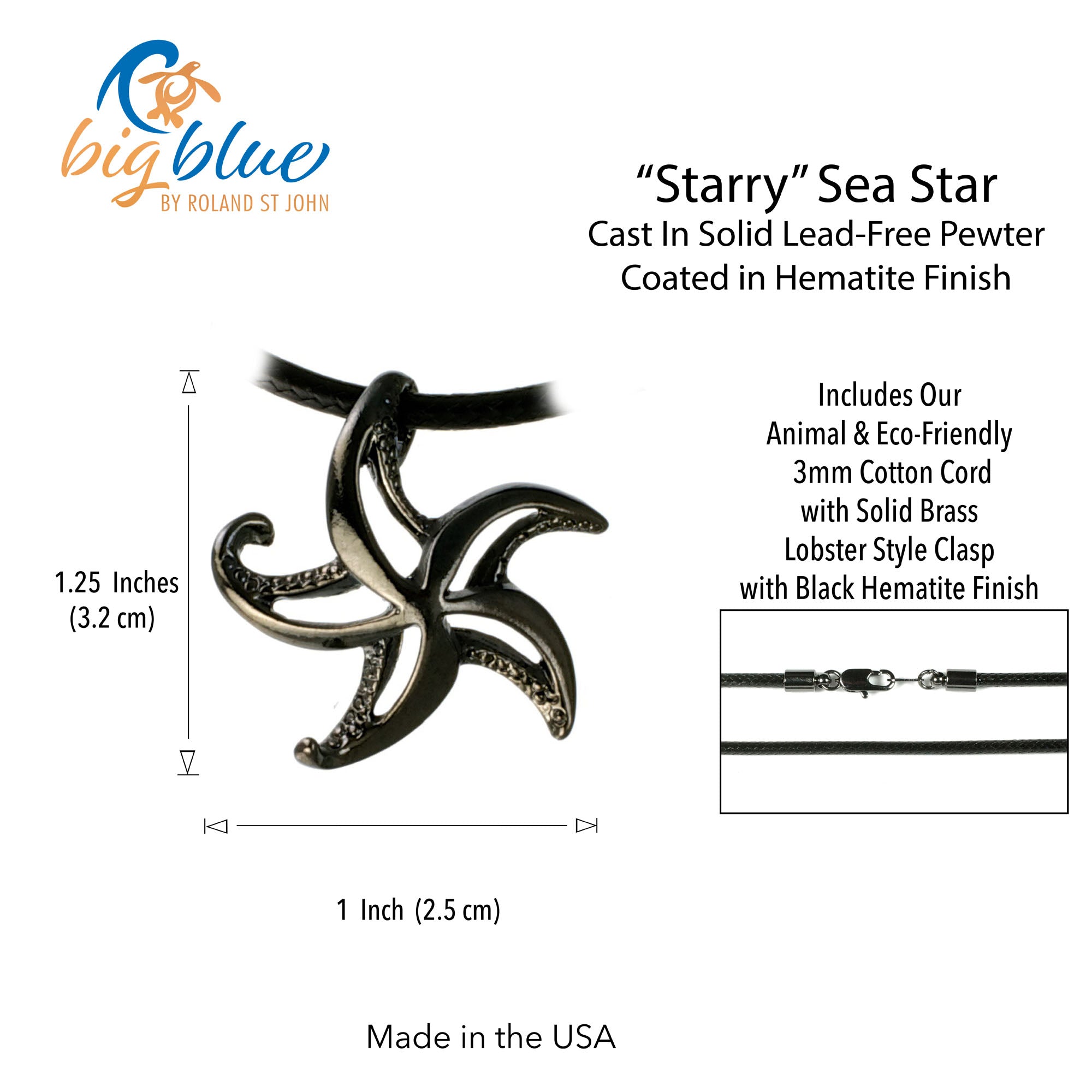 Starfish Necklace for Women Black