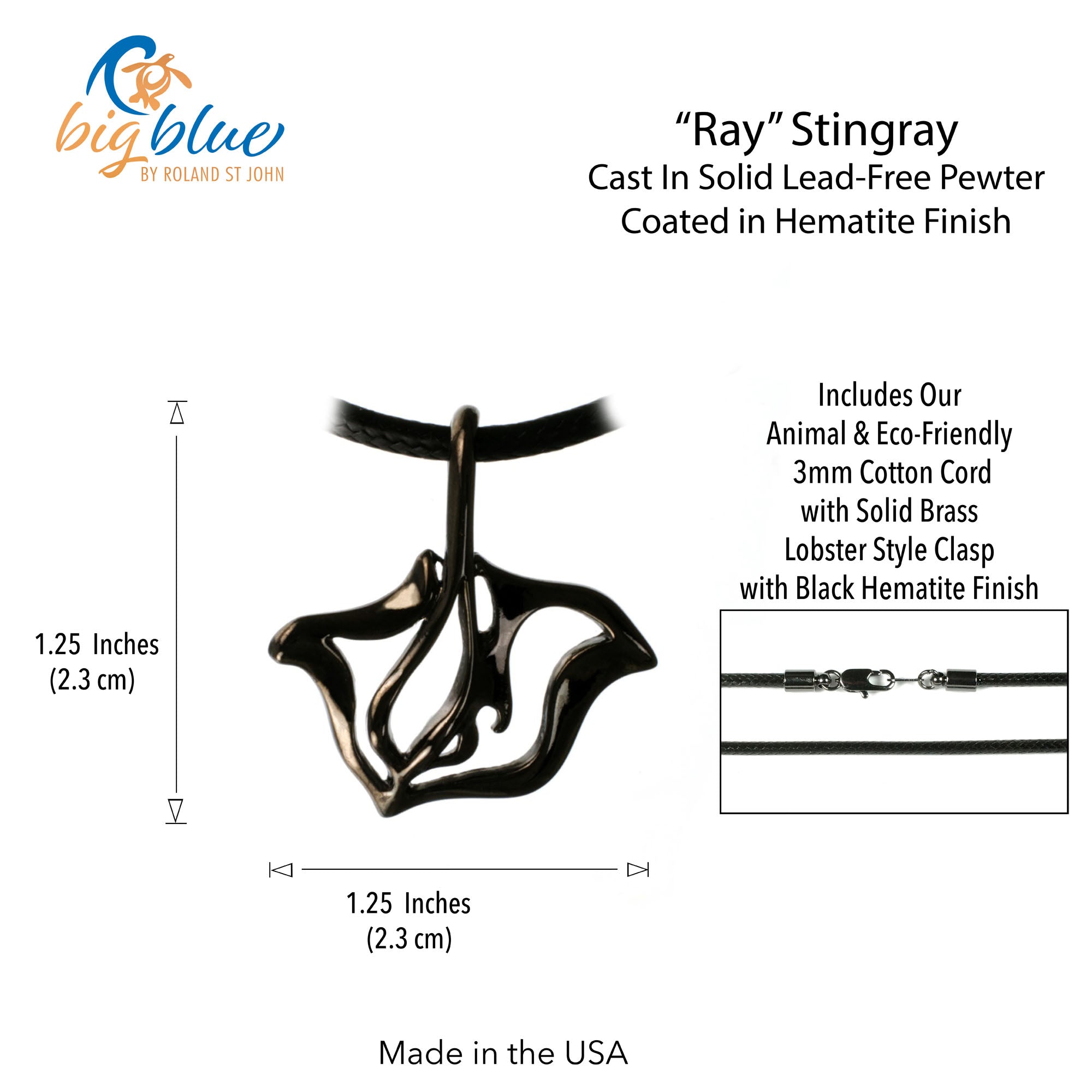 Black Stingray Necklace for Men and Women