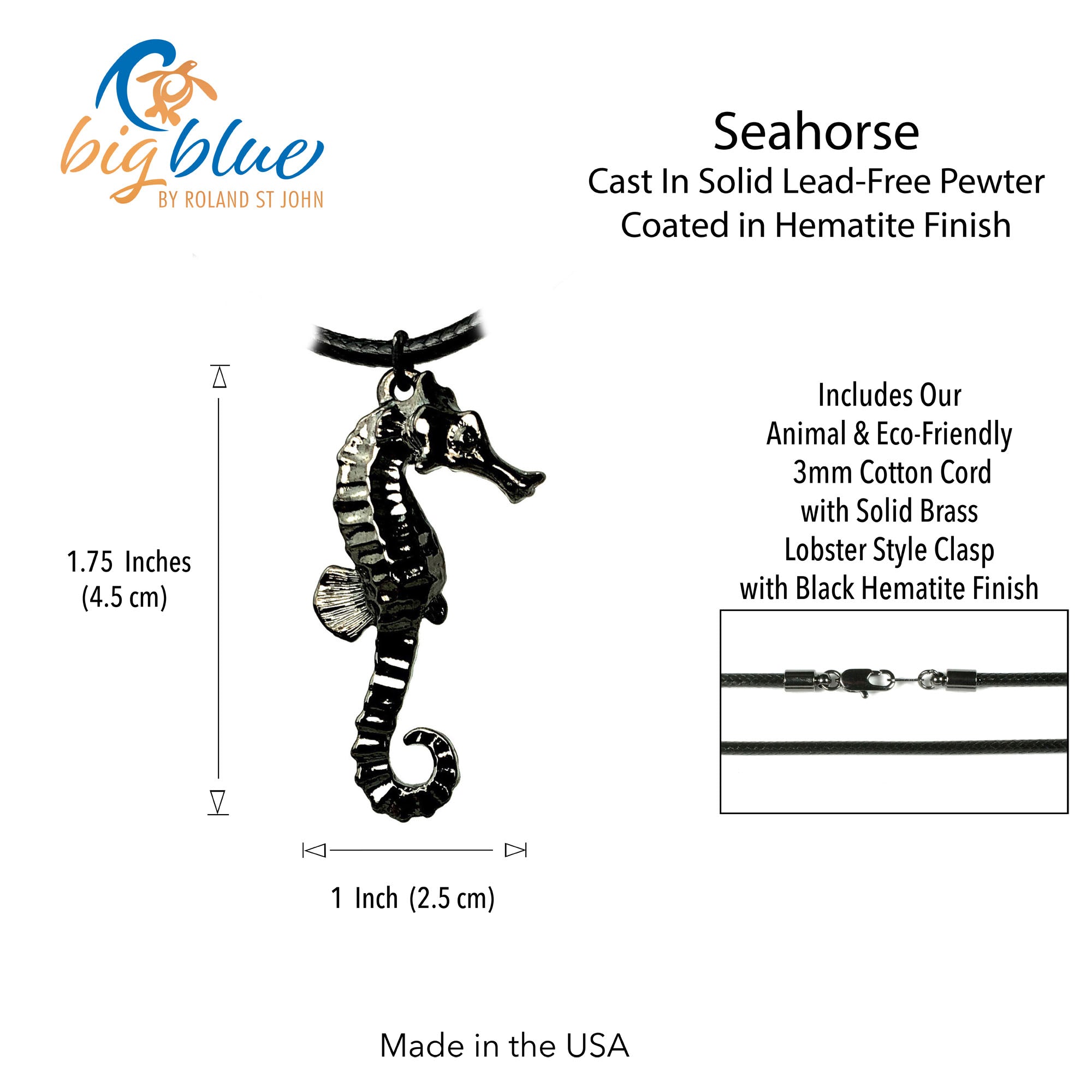 Black Seahorse Necklace for Women