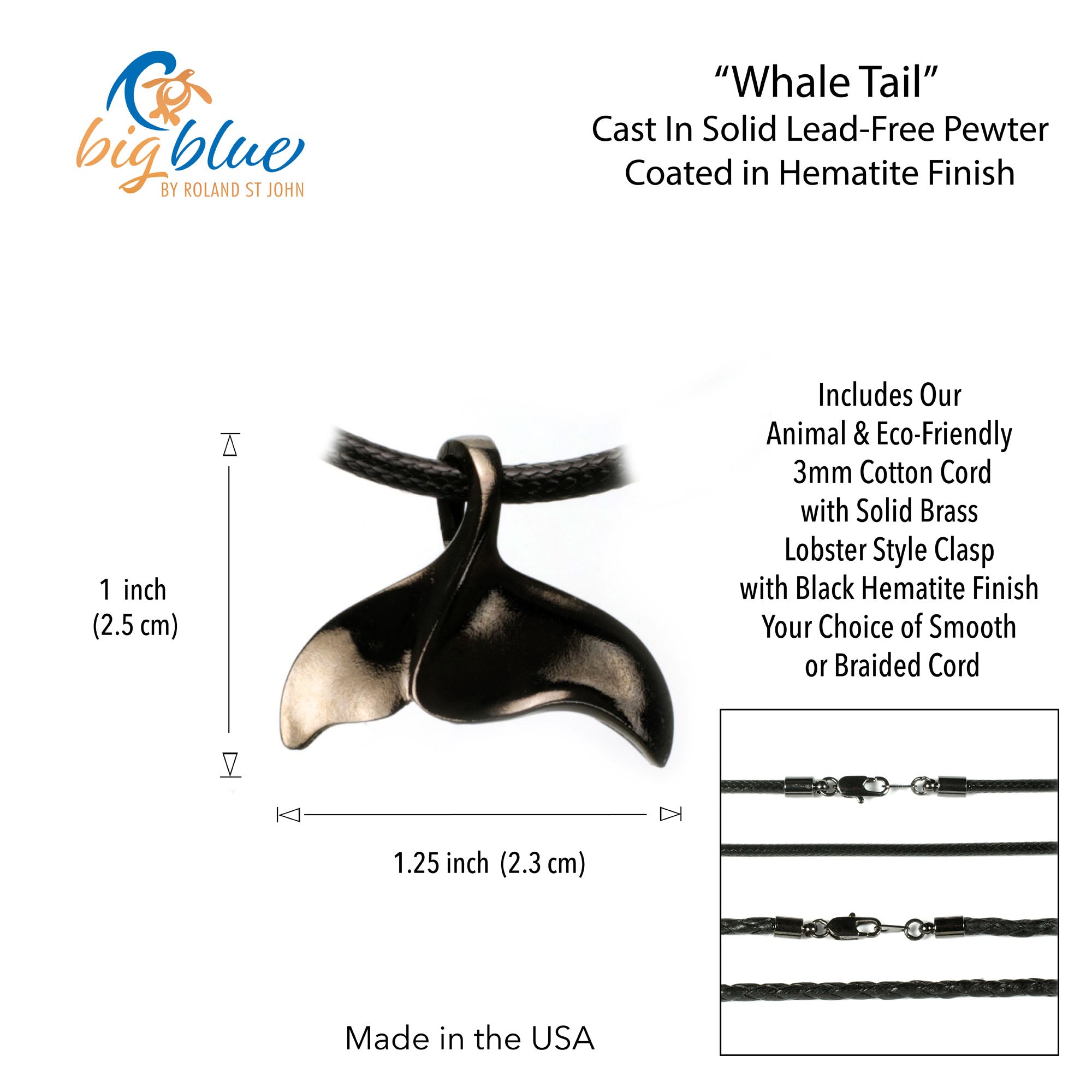 Black Whale Tail Necklace 