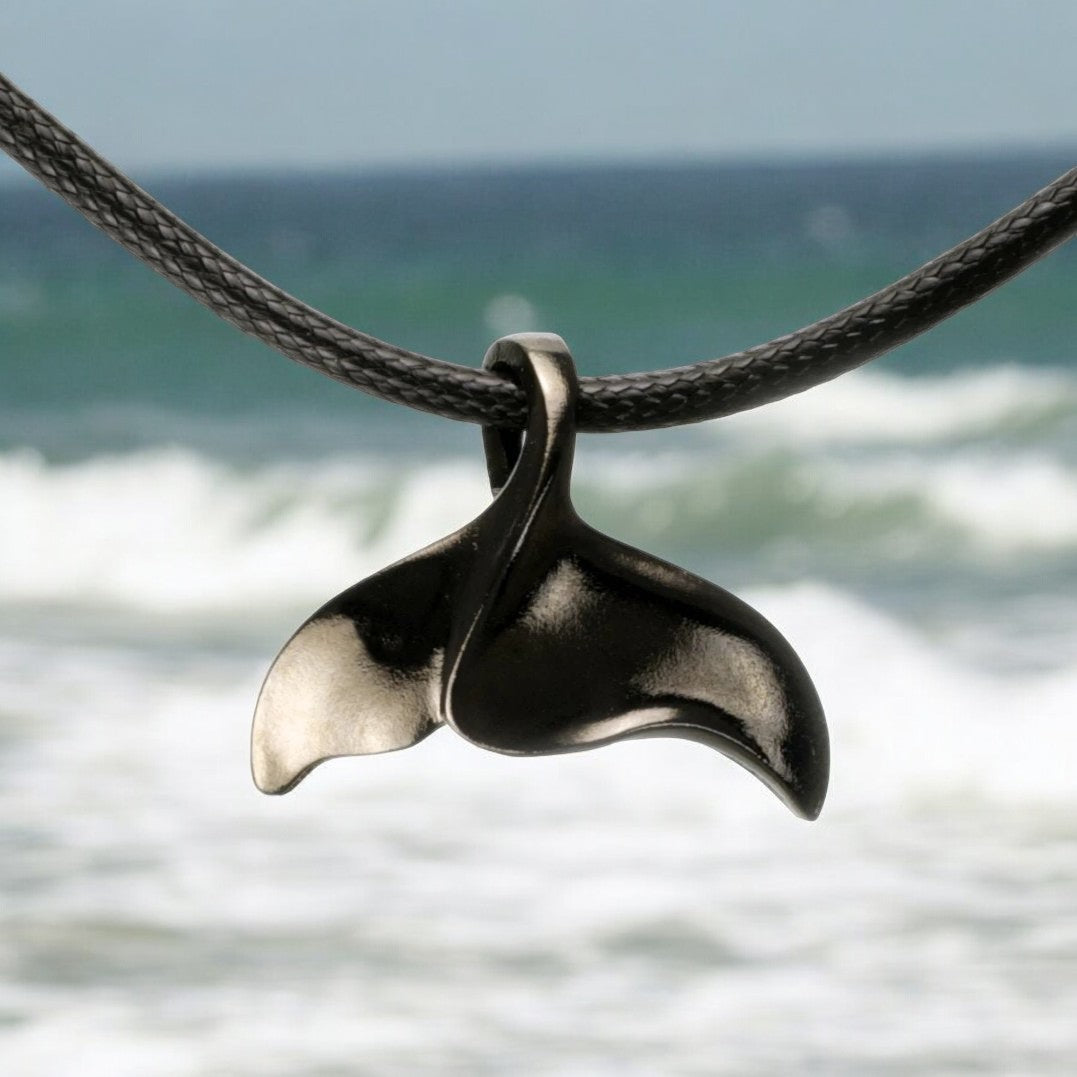 Black Whale Tail Necklace 