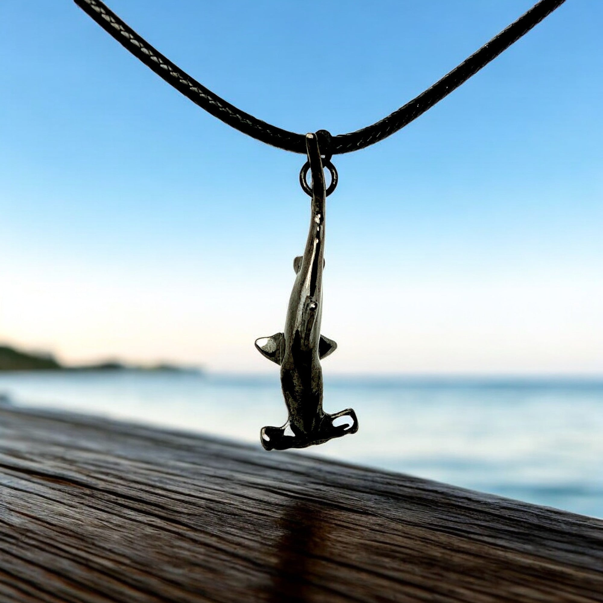 Black Hammerhead Shark Pendant Necklace