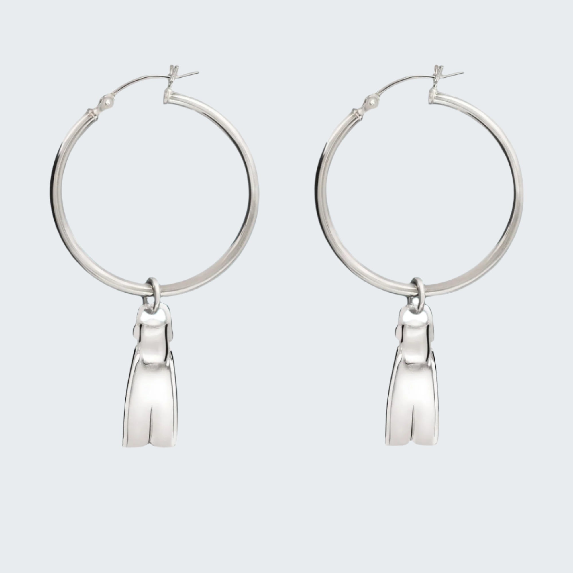 Dive Fin Hoop Earrings for Women Sterling Silver