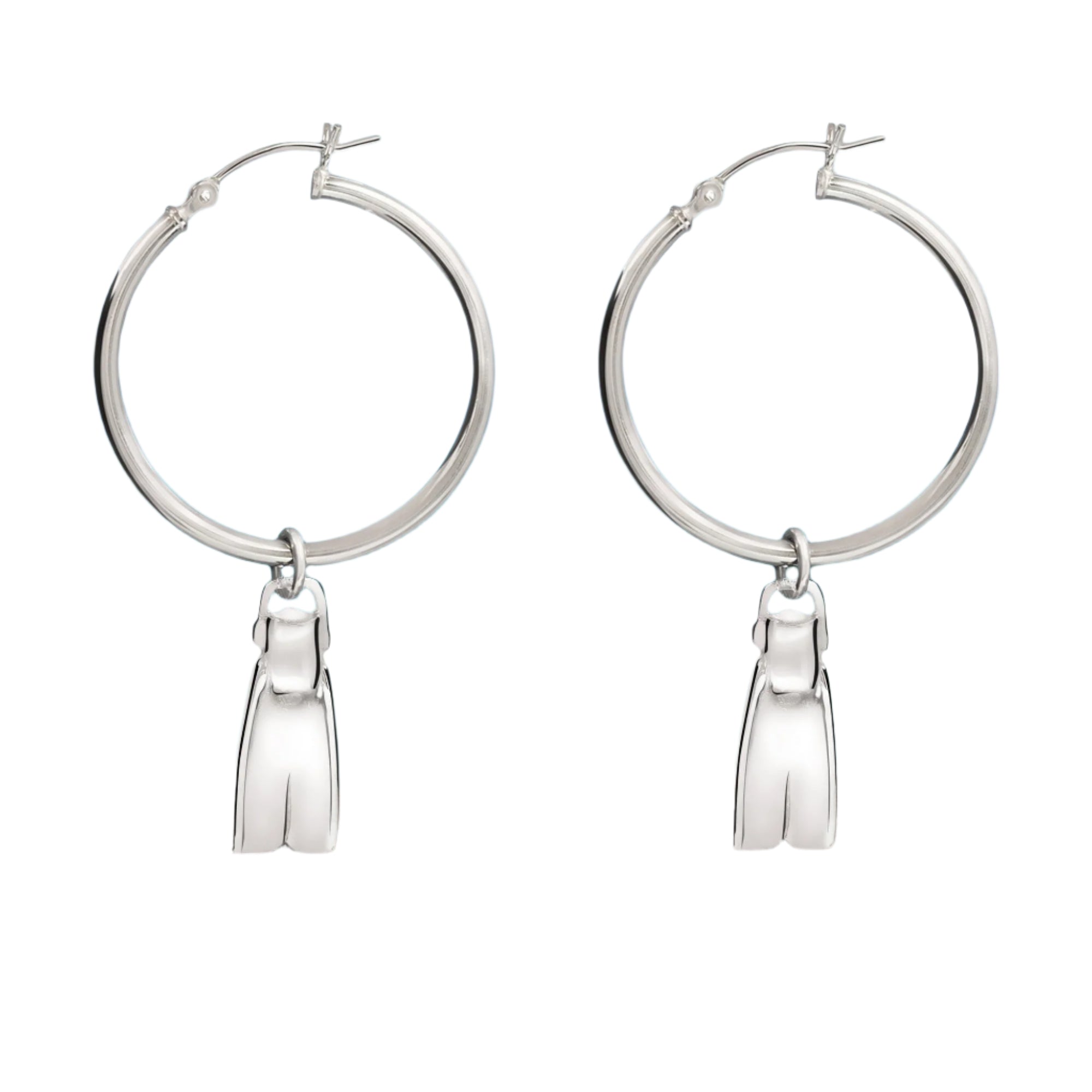 Dive Fin Hoop Earrings for Women Sterling Silver