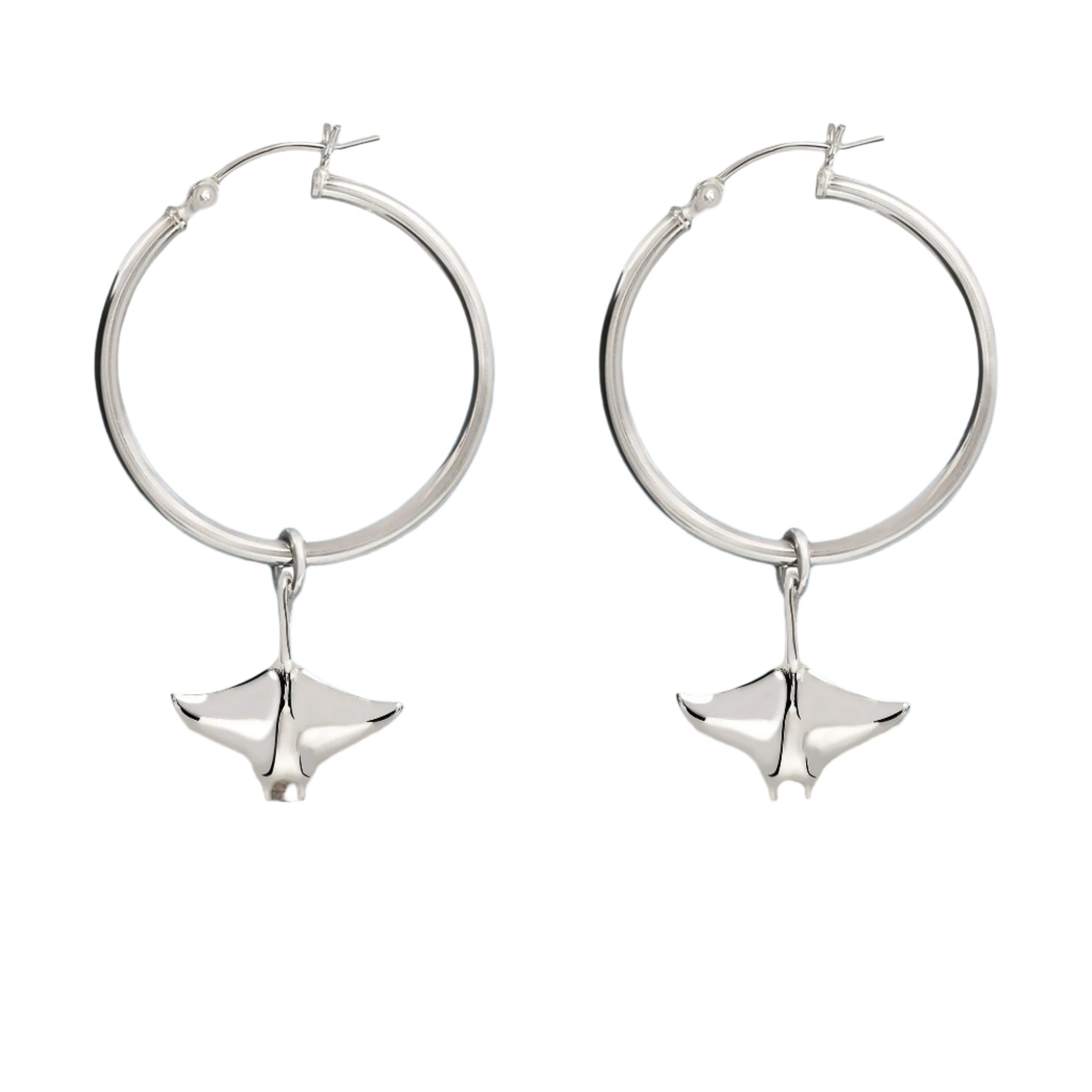 Manta Ray Sterling Silver Drop Earrings