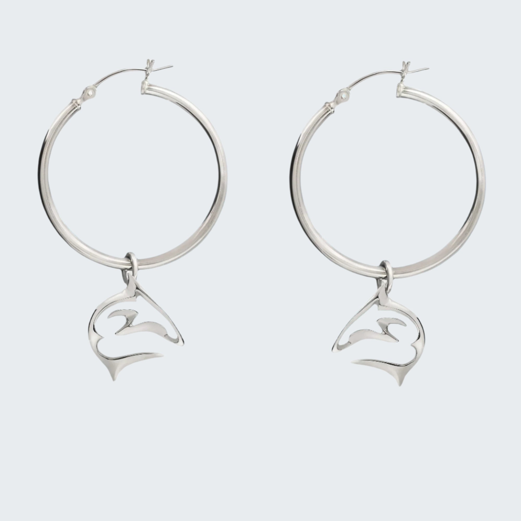 Shark Hoop Earrings for Women Sterling Silver