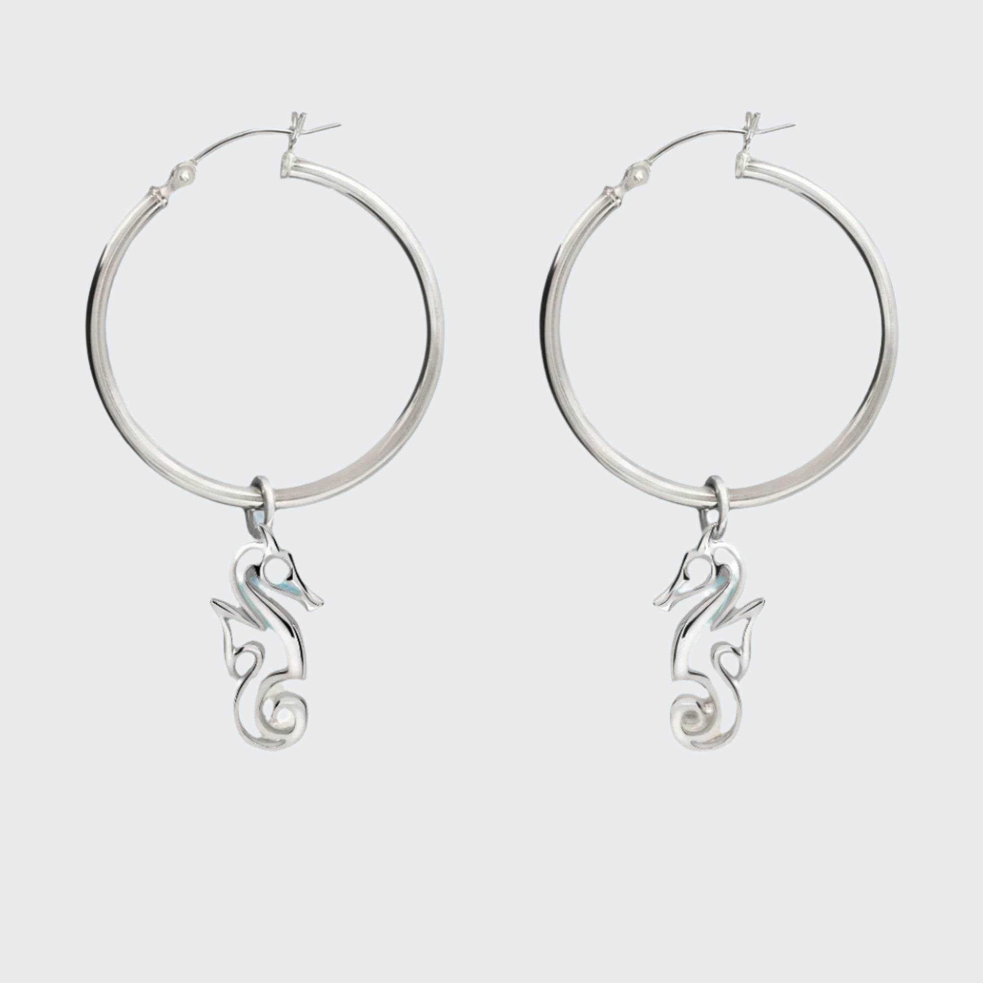 Seahorse Hoop Earrings for Women Sterling Silver