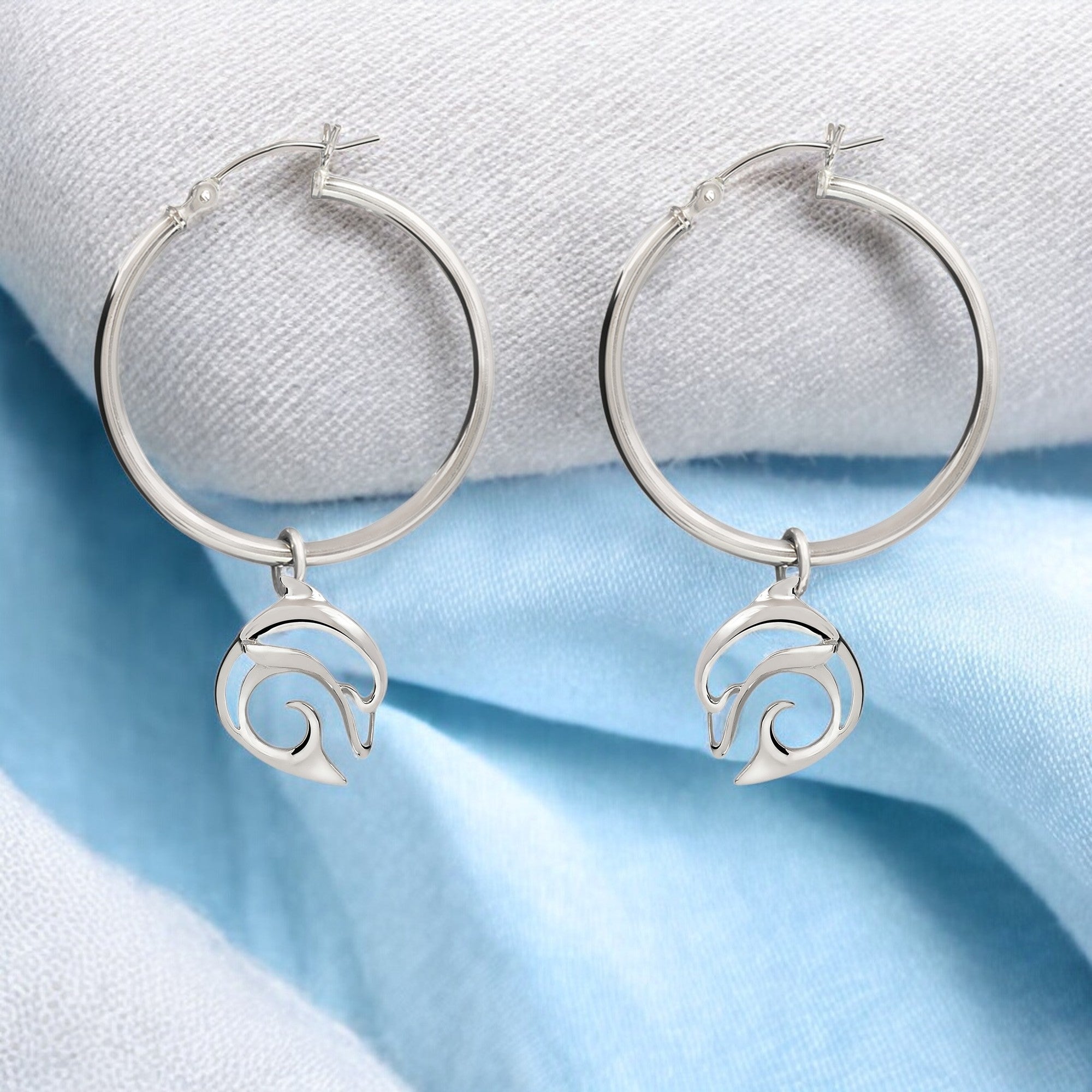 Dolphin Dangle Sterling Silver Earrings 