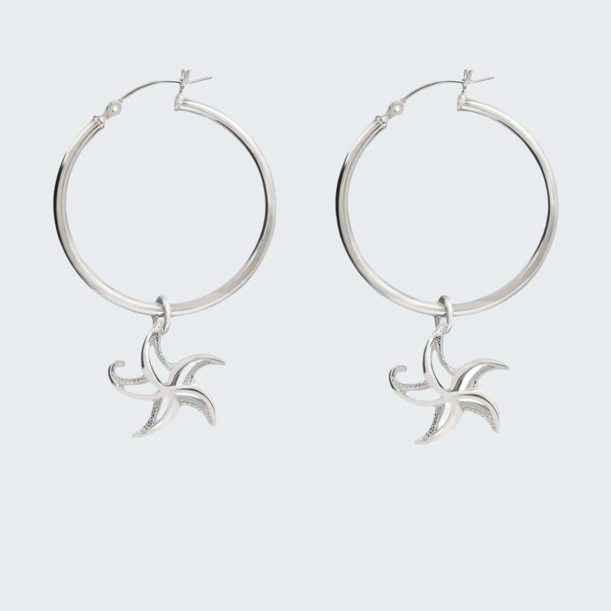 Starfish Hoop Earrings Sterling Silver