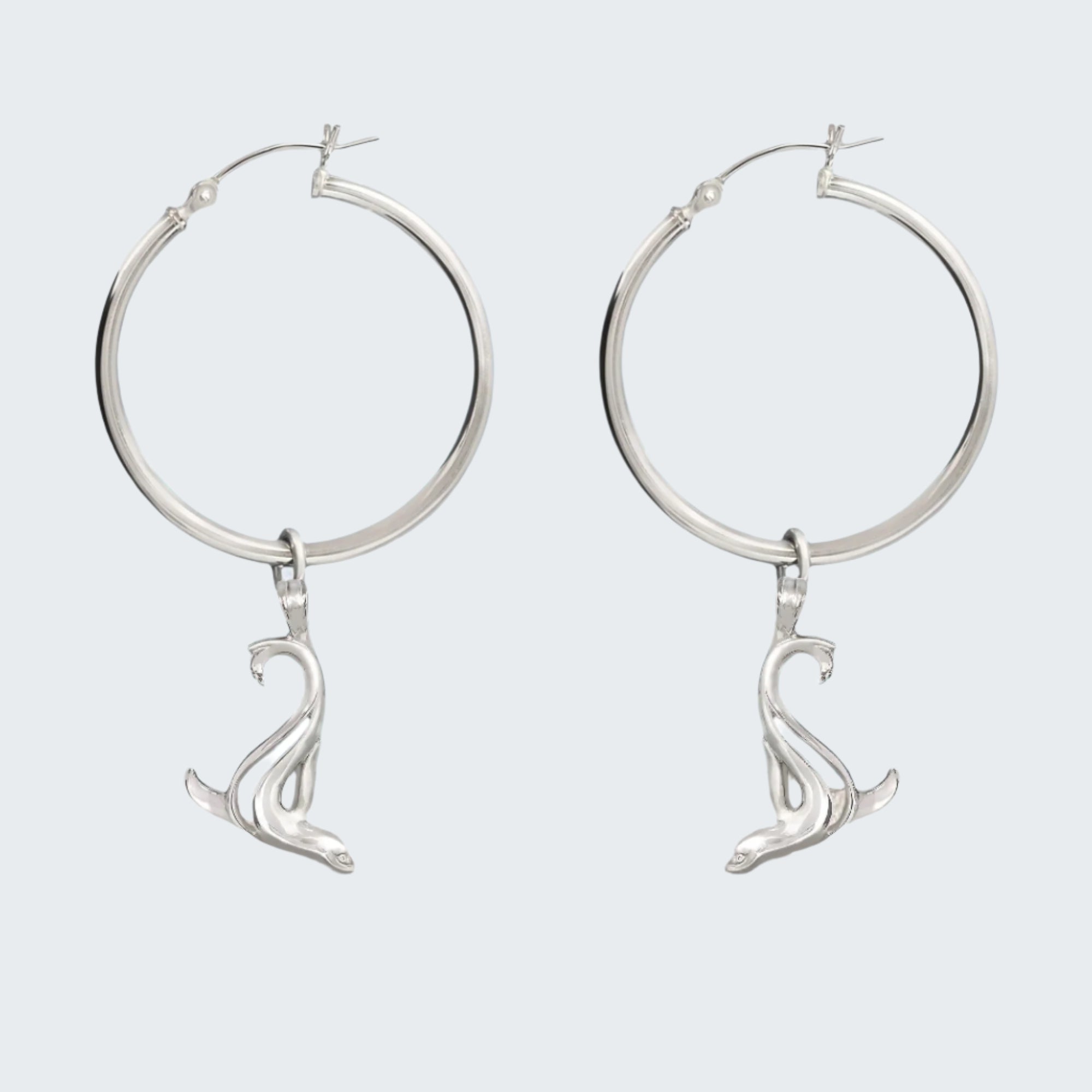 Sea Lion Hoop Earrings Sterling Silver
