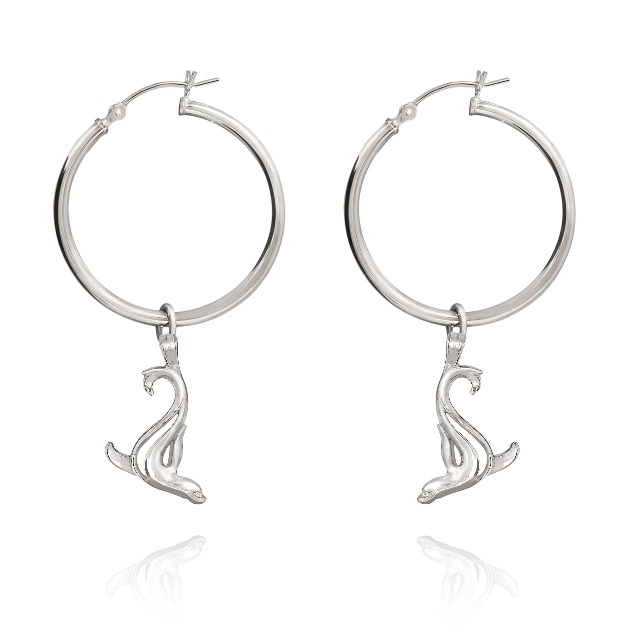 Sea Lion Hoop Earrings Sterling Silver