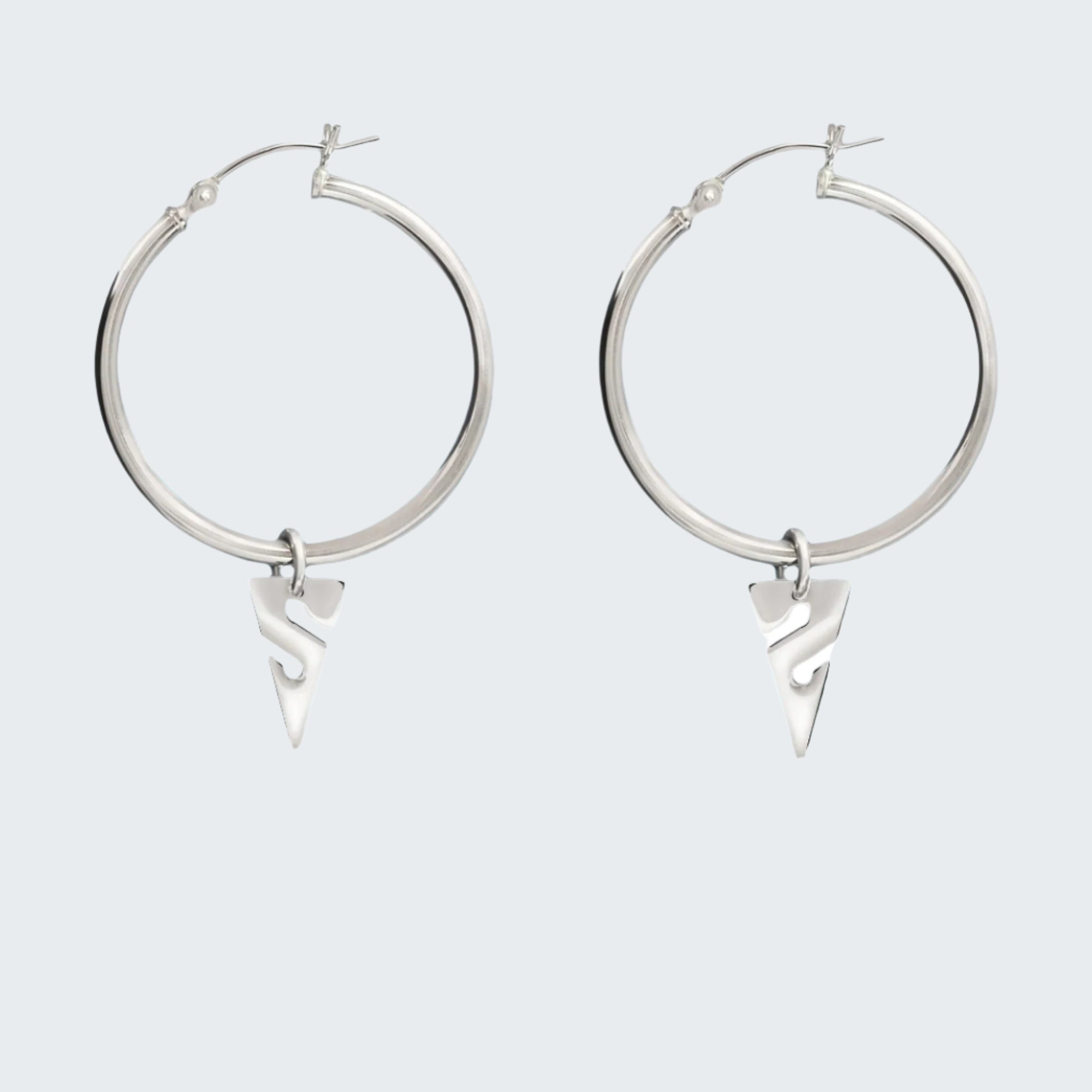 Line Arrow Sterling Silver Hoop Earrings