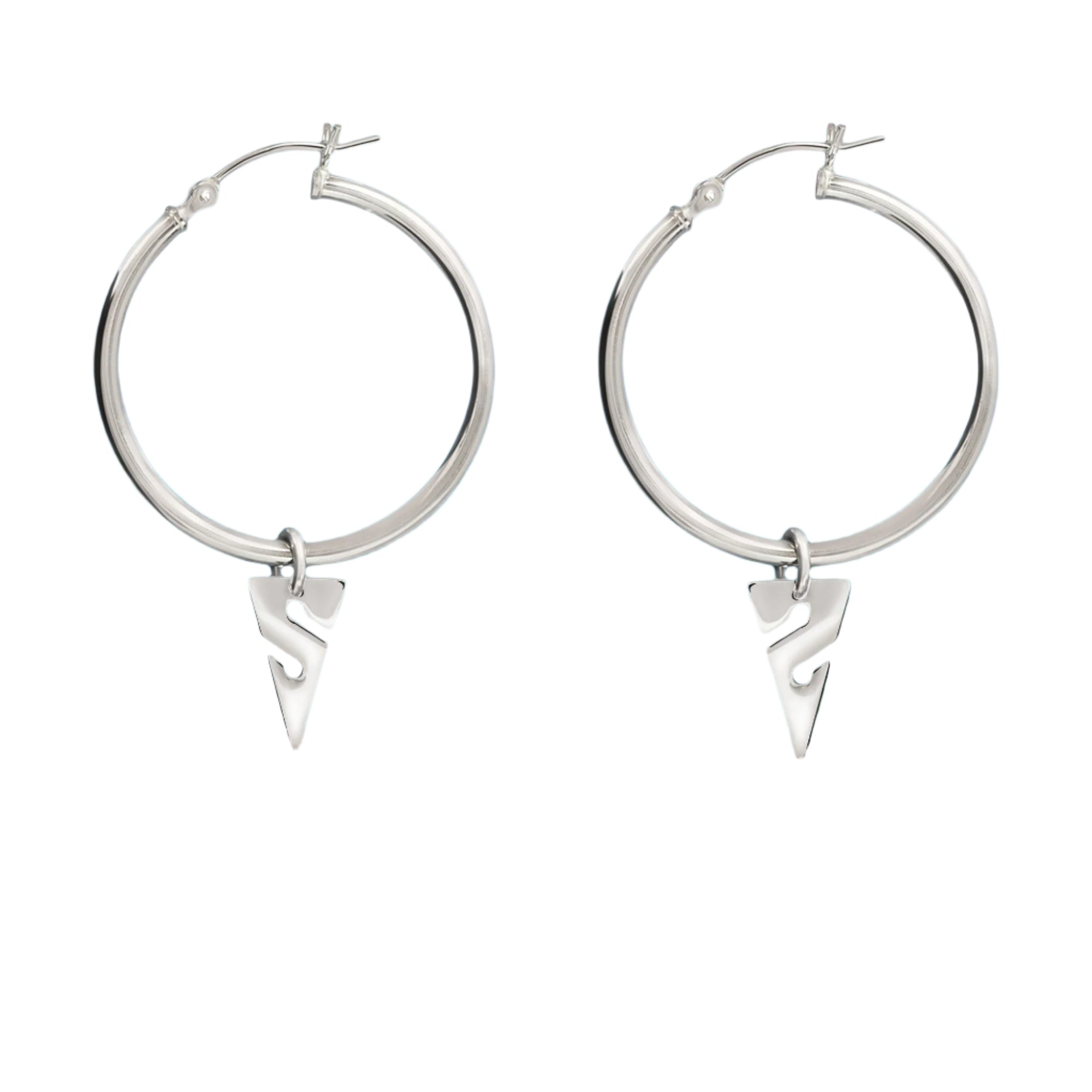 Line Arrow Sterling Silver Hoop Earrings