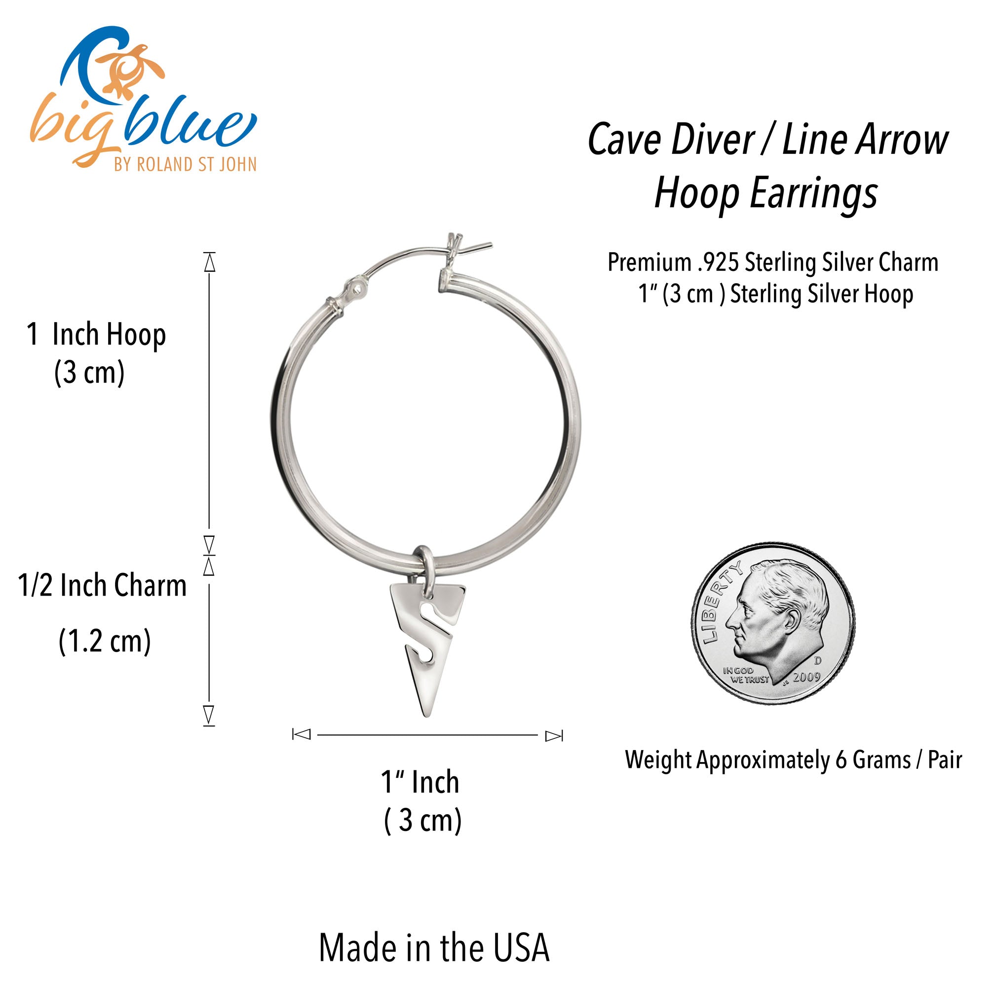 Line Arrow Sterling Silver Hoop Earrings