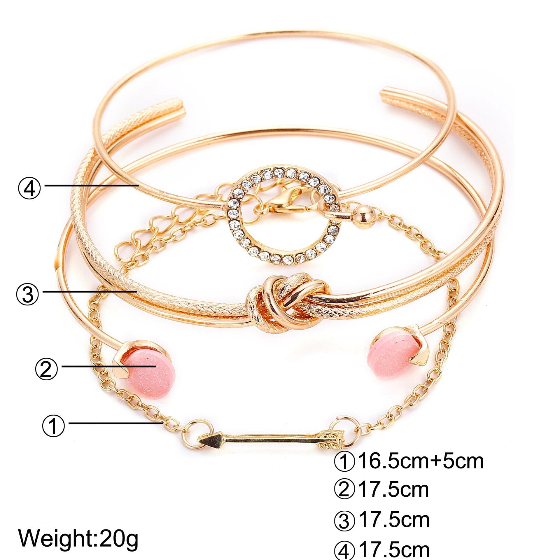 Four Piece Pink Bracelet Set