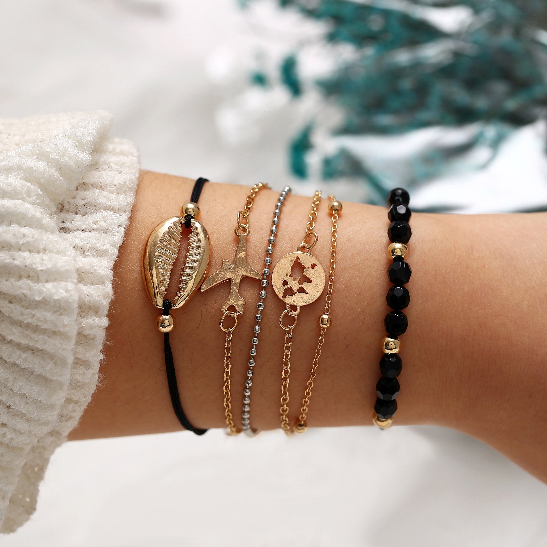 Six Piece Around the World Bracelet Set