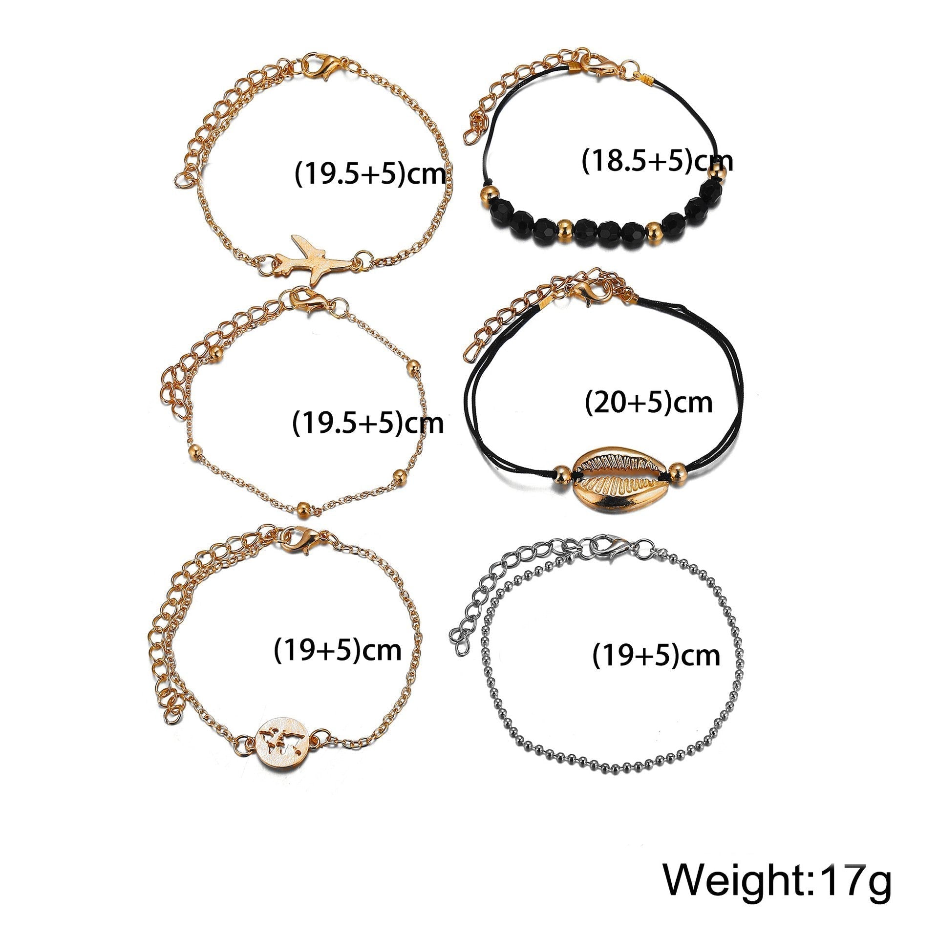 Six Piece Around the World Bracelet Set