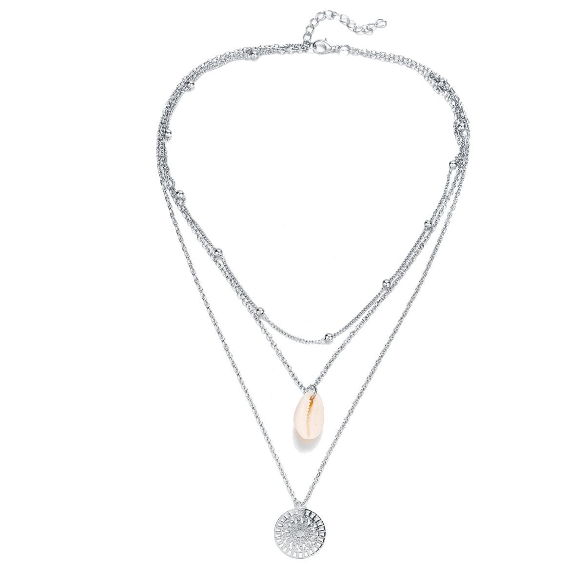 Bohemian and Shell Three Piece Layer Necklace