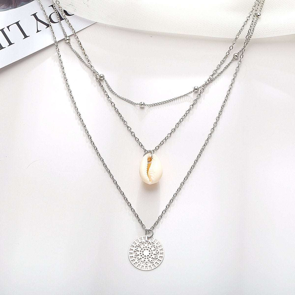 Bohemian and Shell Three Piece Layer Necklace