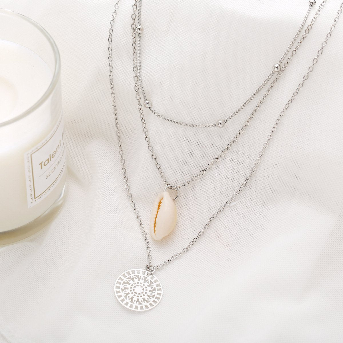 Bohemian and Shell Three Piece Layer Necklace