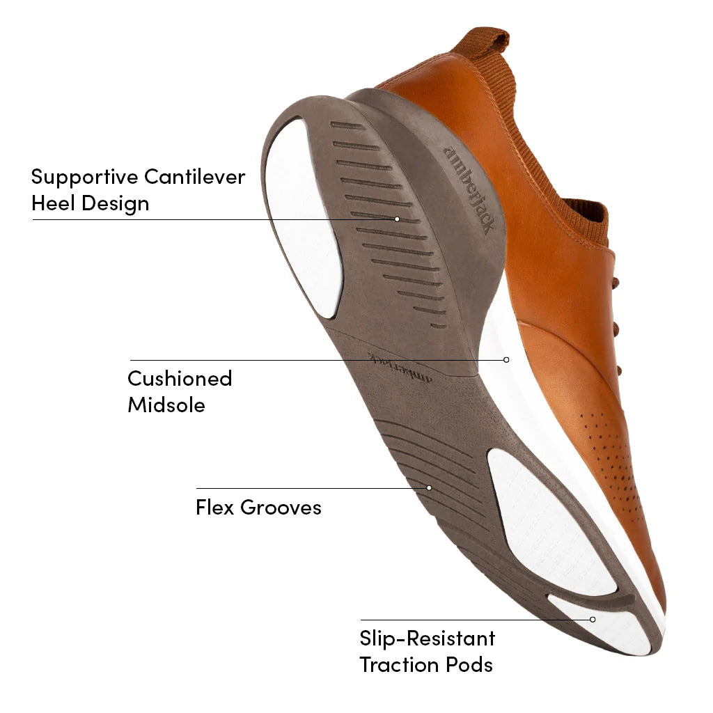 Shoe with labeled features on a white background