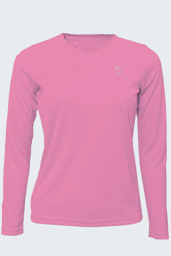 Pink long-sleeve shirt on a white background