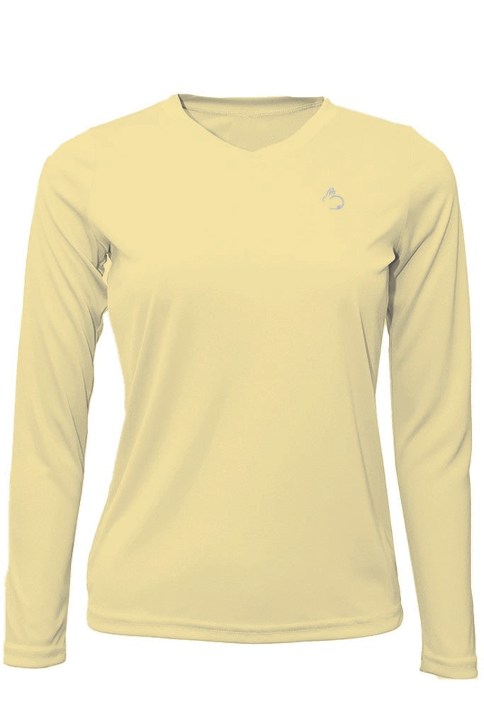 Yellow long-sleeve shirt on a white background