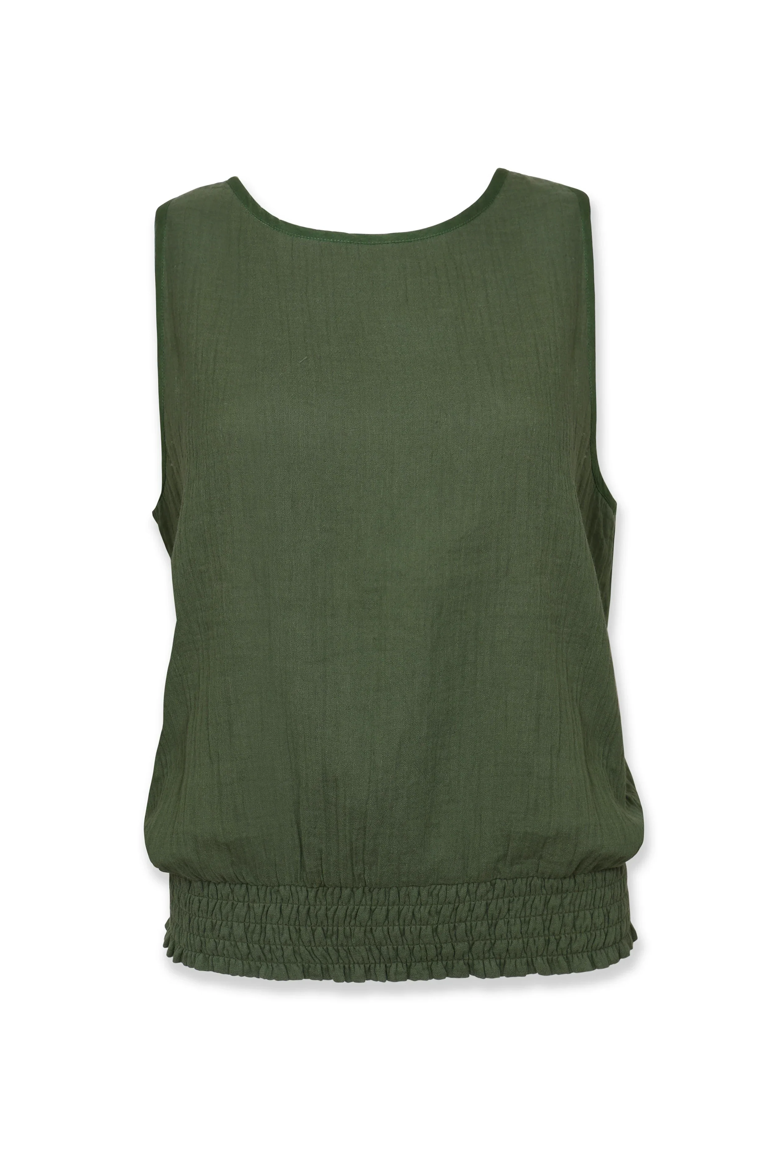 Green sleeveless top on a white background