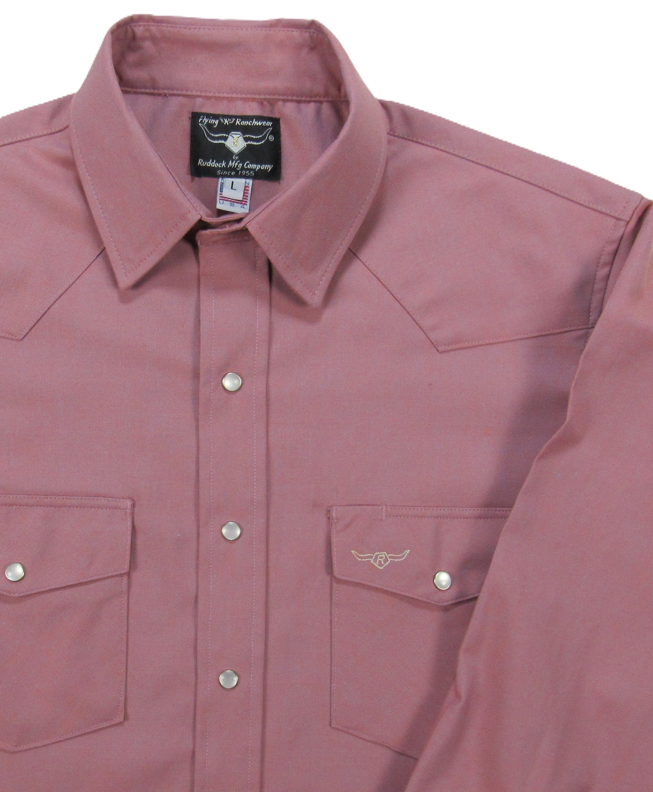 Ruddock Shirts - Flying R Ranchwear - Primo Solids - Dusty Mauve - Long Sleeve - NEW FIT
