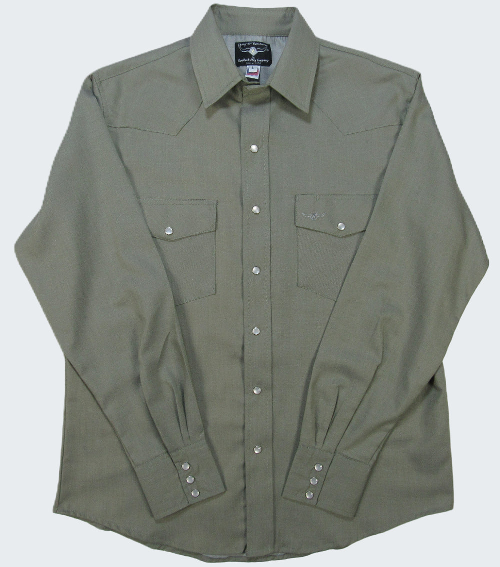 Green shirt with two front pockets on a white background