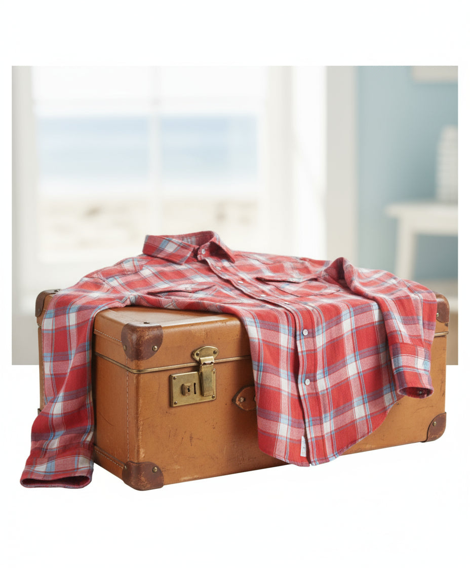 Red plaid shirt on a white background