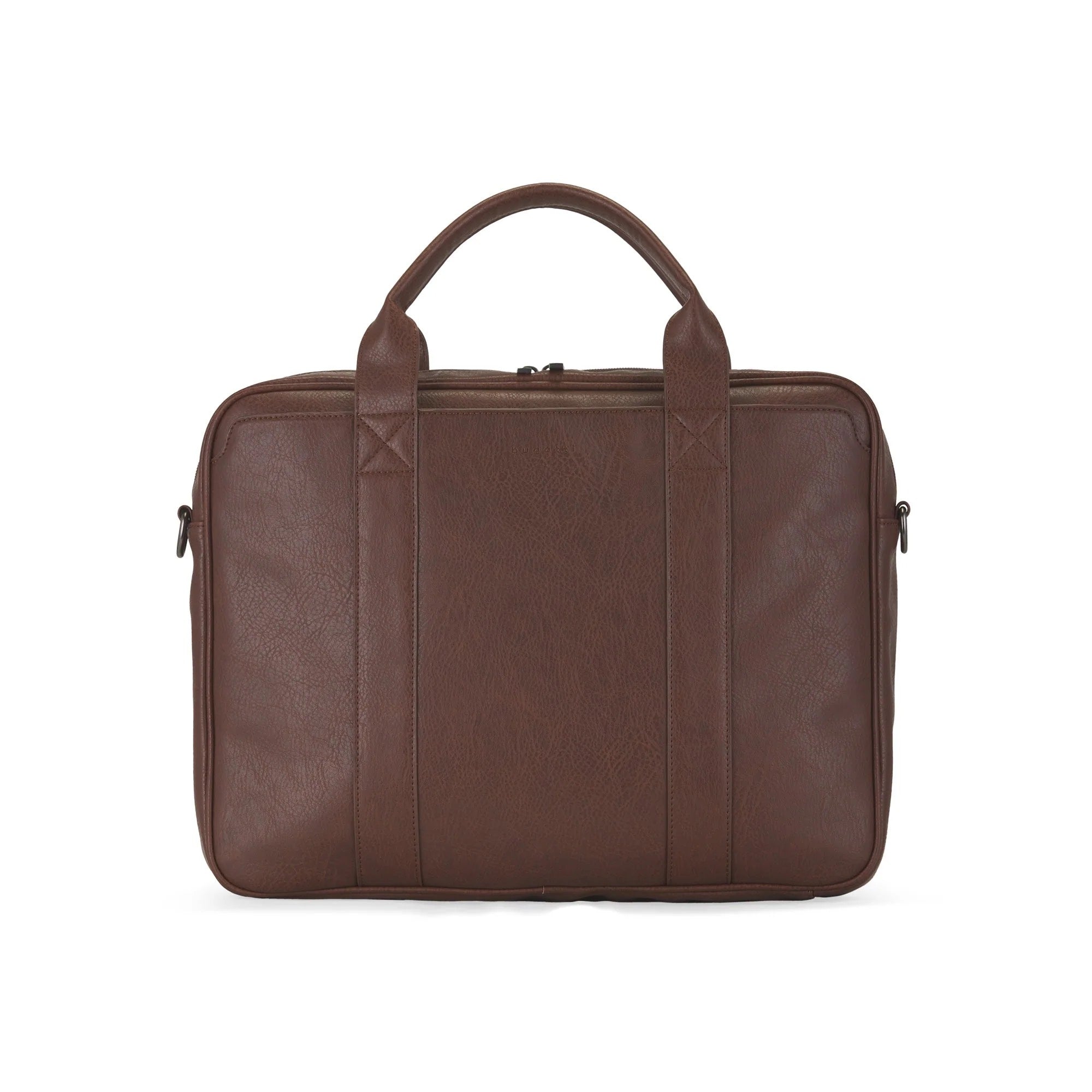 Brown leather briefcase on a white background