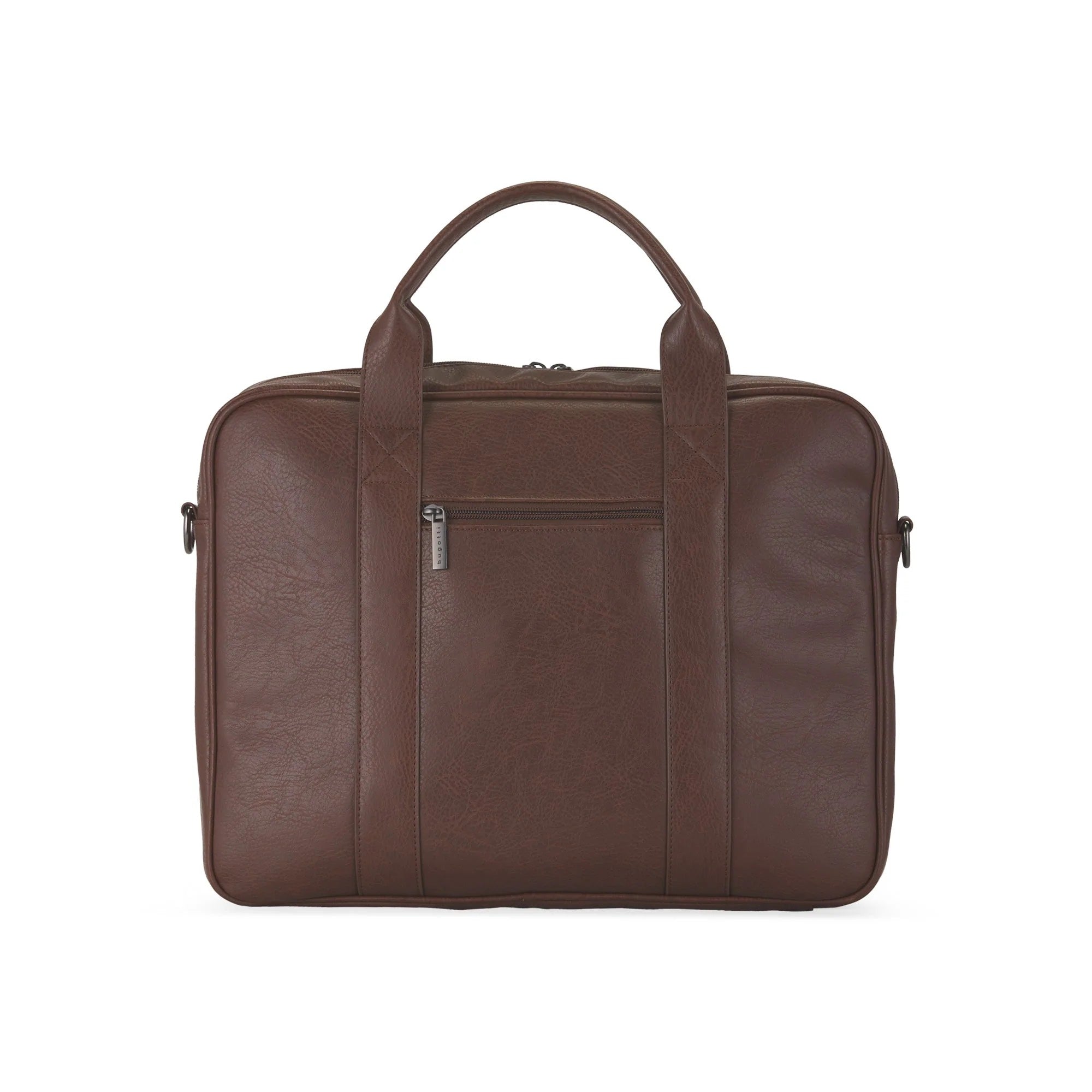 Brown leather briefcase on a white background