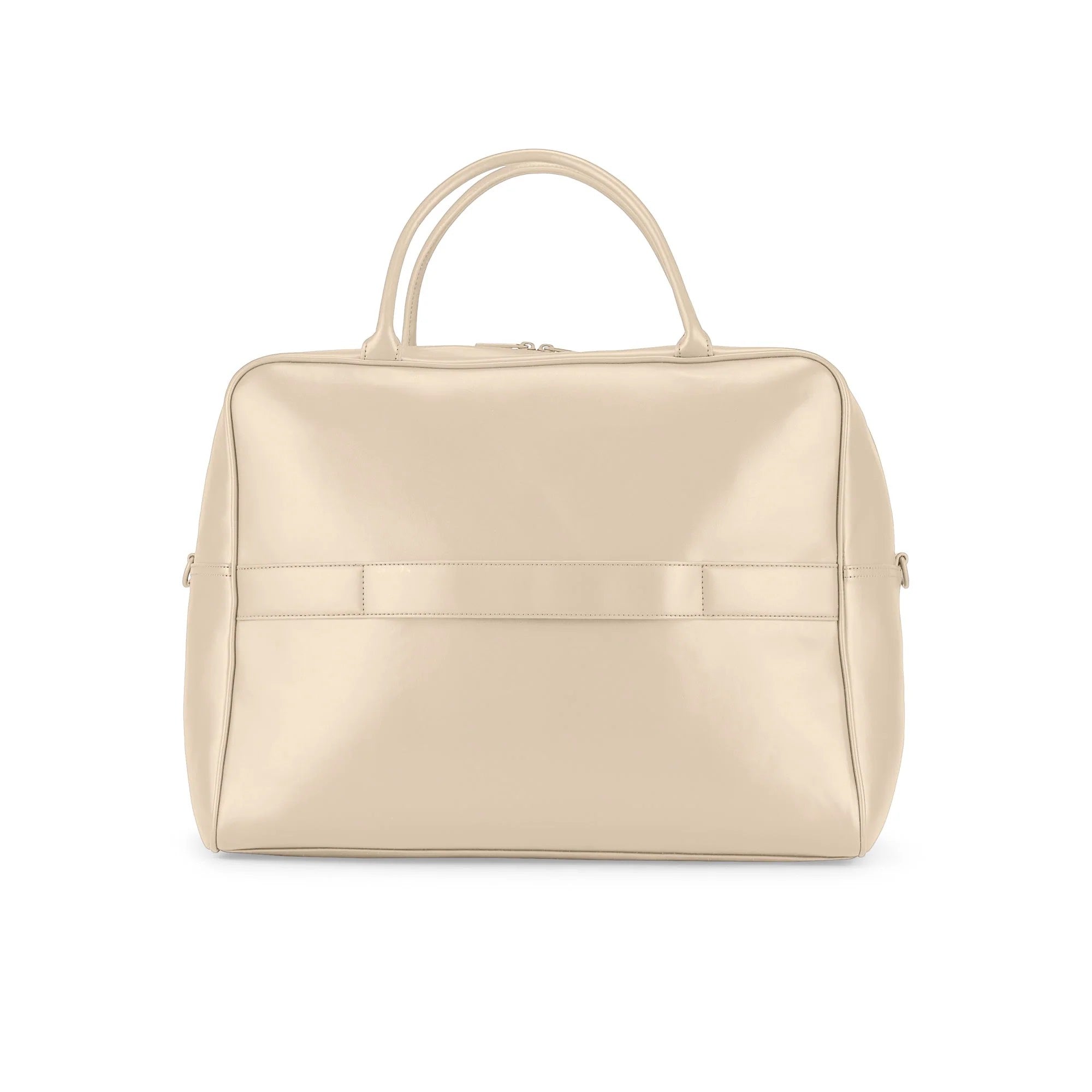 Beige handbag with a strap on a white background