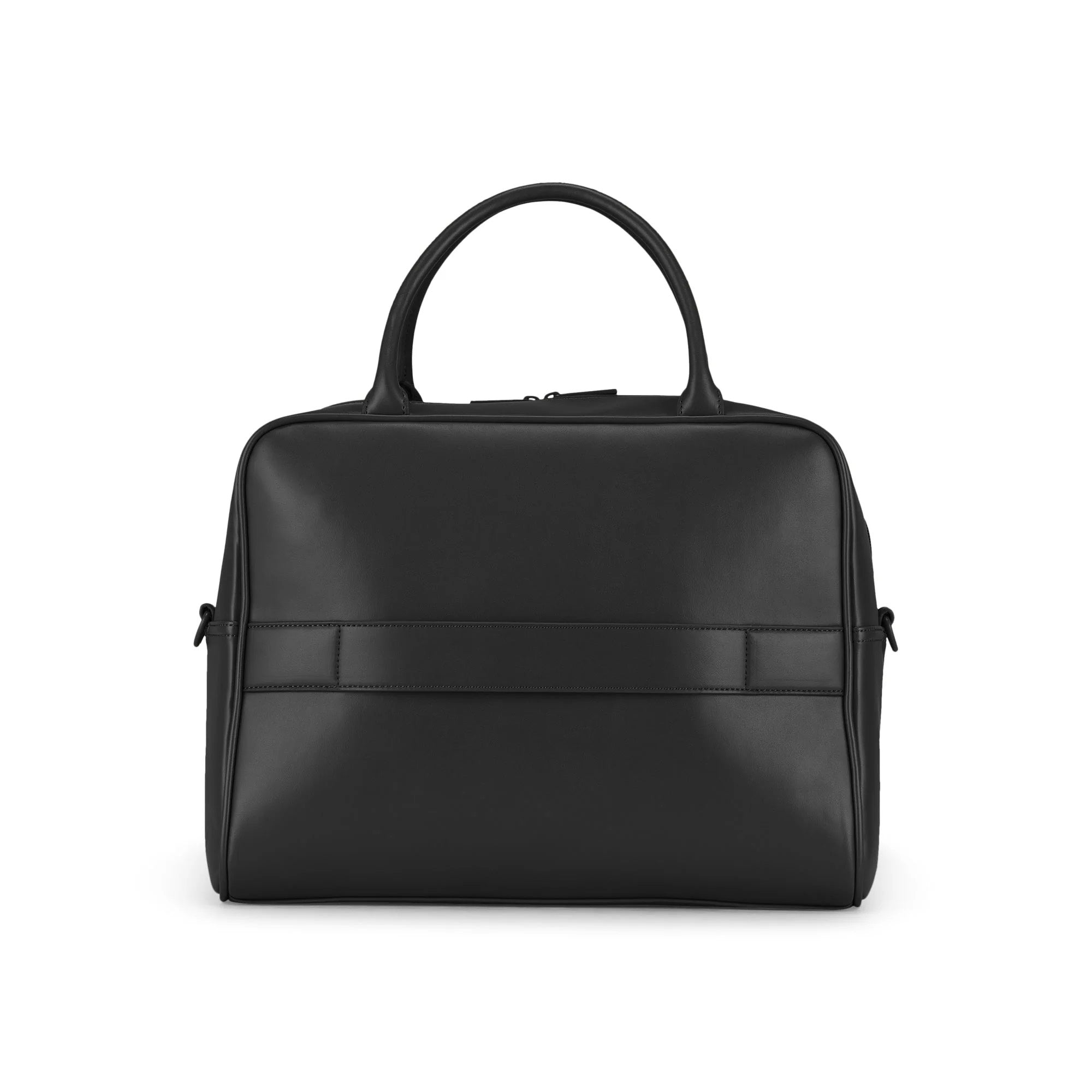 Black leather briefcase on a white background
