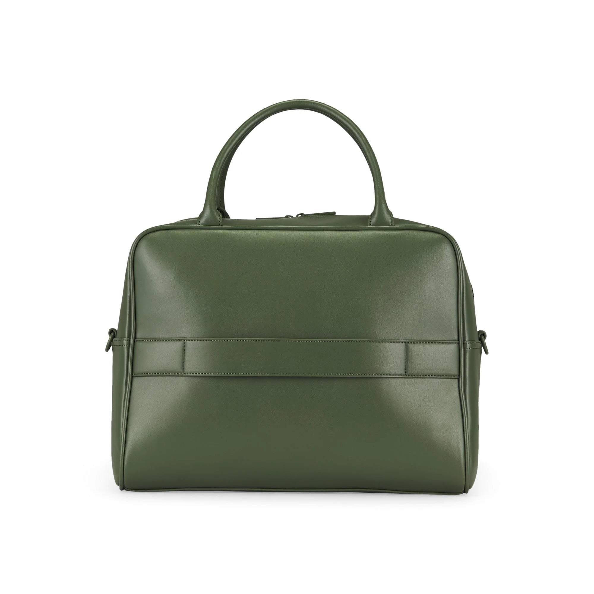 Green leather bag on a white background
